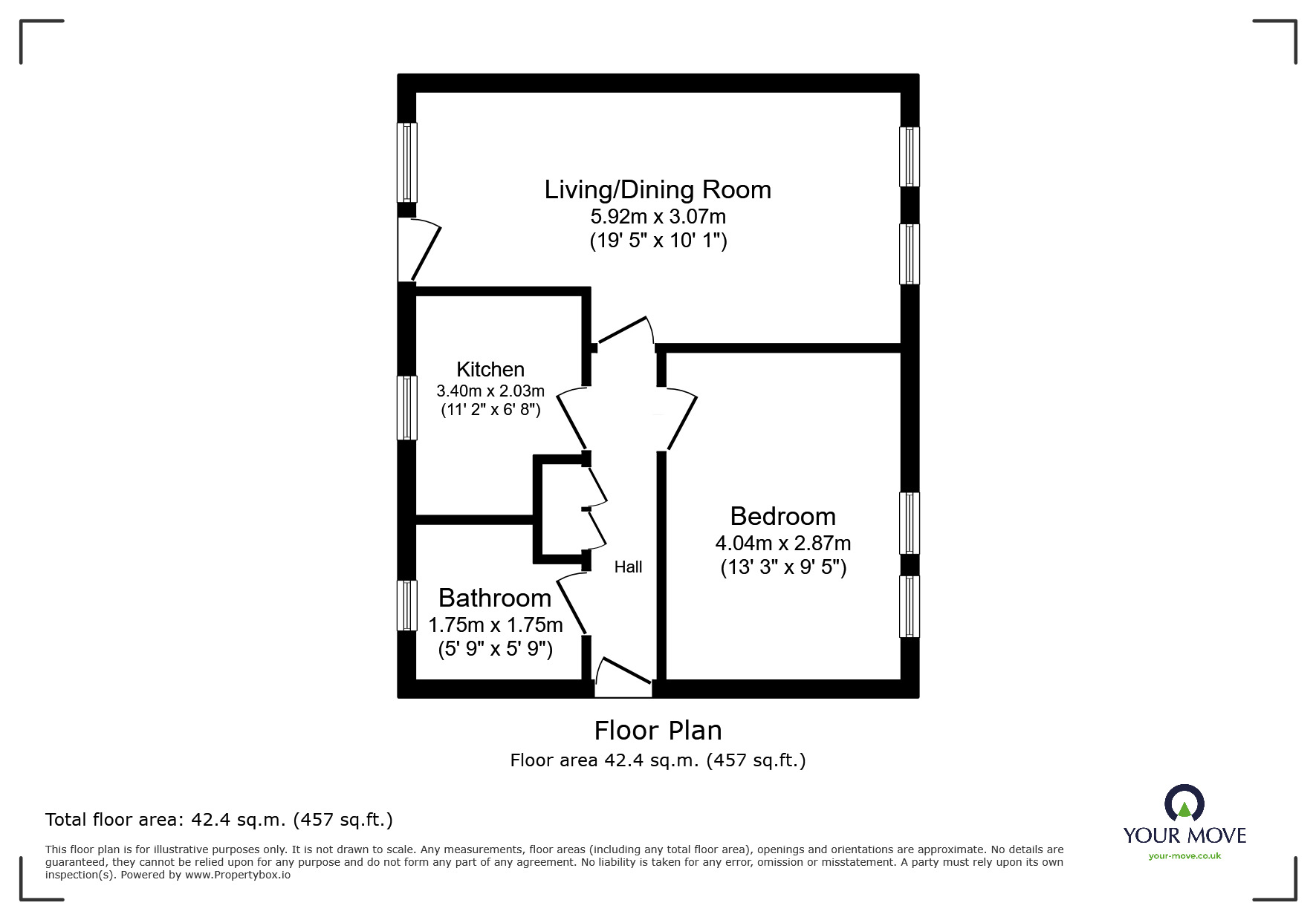 Floorplan of 1 bedroom  Flat for sale, Fennycroft Road, Hemel Hempstead, Hertfordshire, HP1