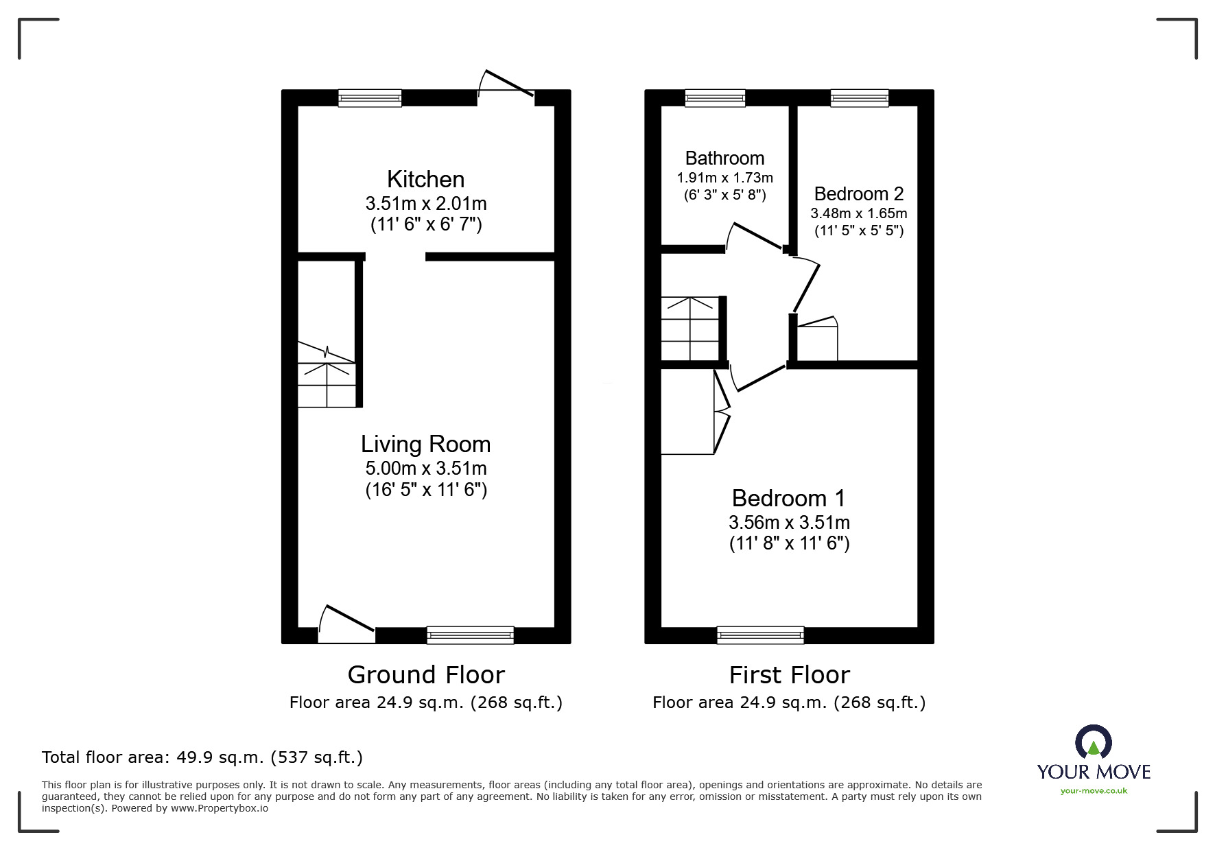 Floorplan of 2 bedroom Mid Terrace House for sale, Crest Park, Hemel Hempstead, Hertfordshire, HP2