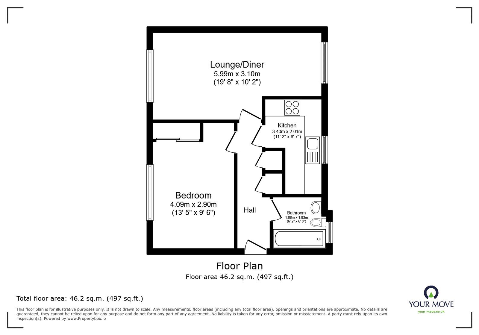Floorplan of 1 bedroom  Flat to rent, Fennycroft Road, Hemel Hempstead, Hertfordshire, HP1