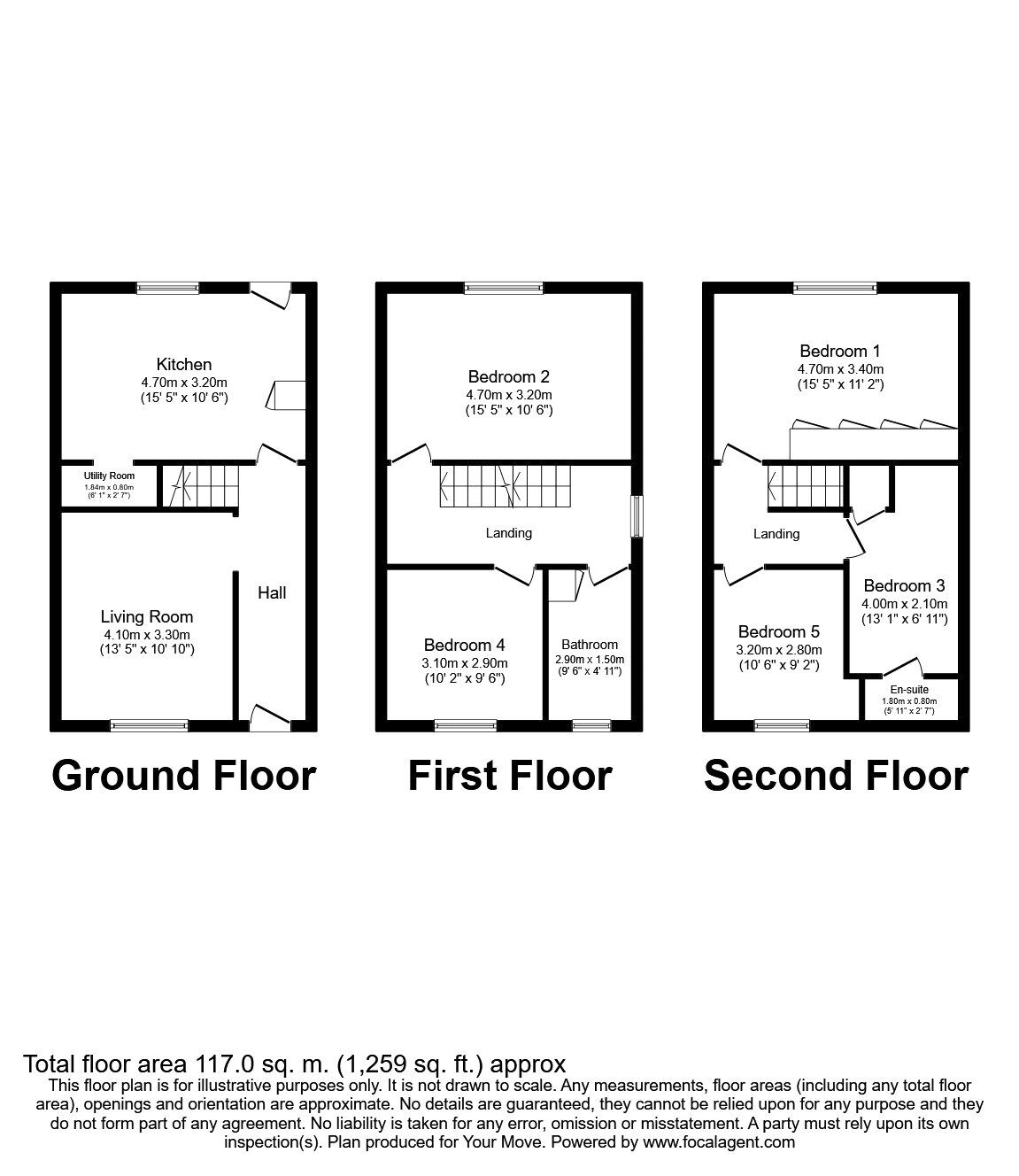 Floorplan of 5 bedroom End Terrace House to rent, Daggsdell Road, Hemel Hempstead, Hertfordshire, HP1