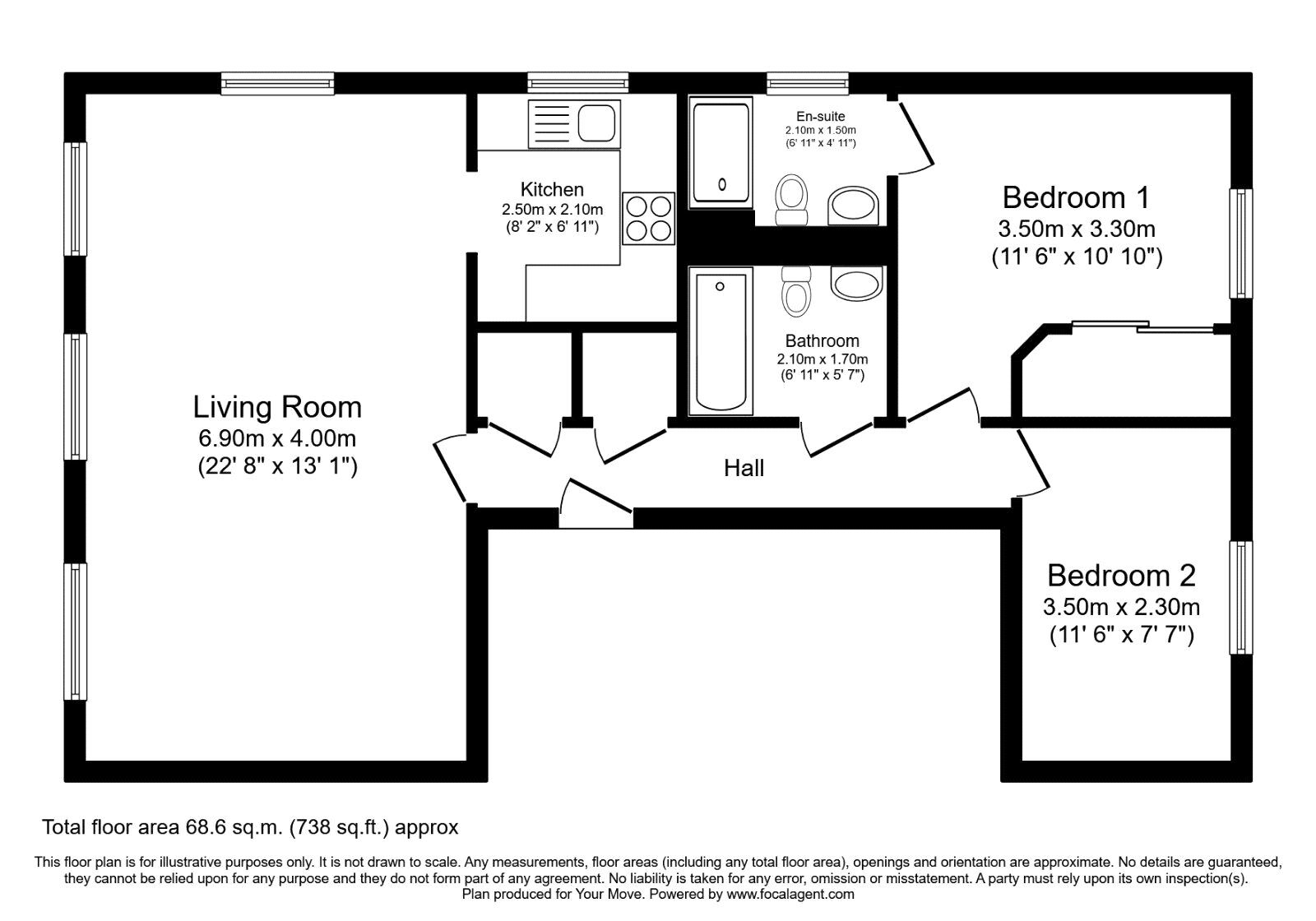 Floorplan of 2 bedroom Flat to rent, Fourdrinier Way, Hemel Hempstead, Hertfordshire, HP3