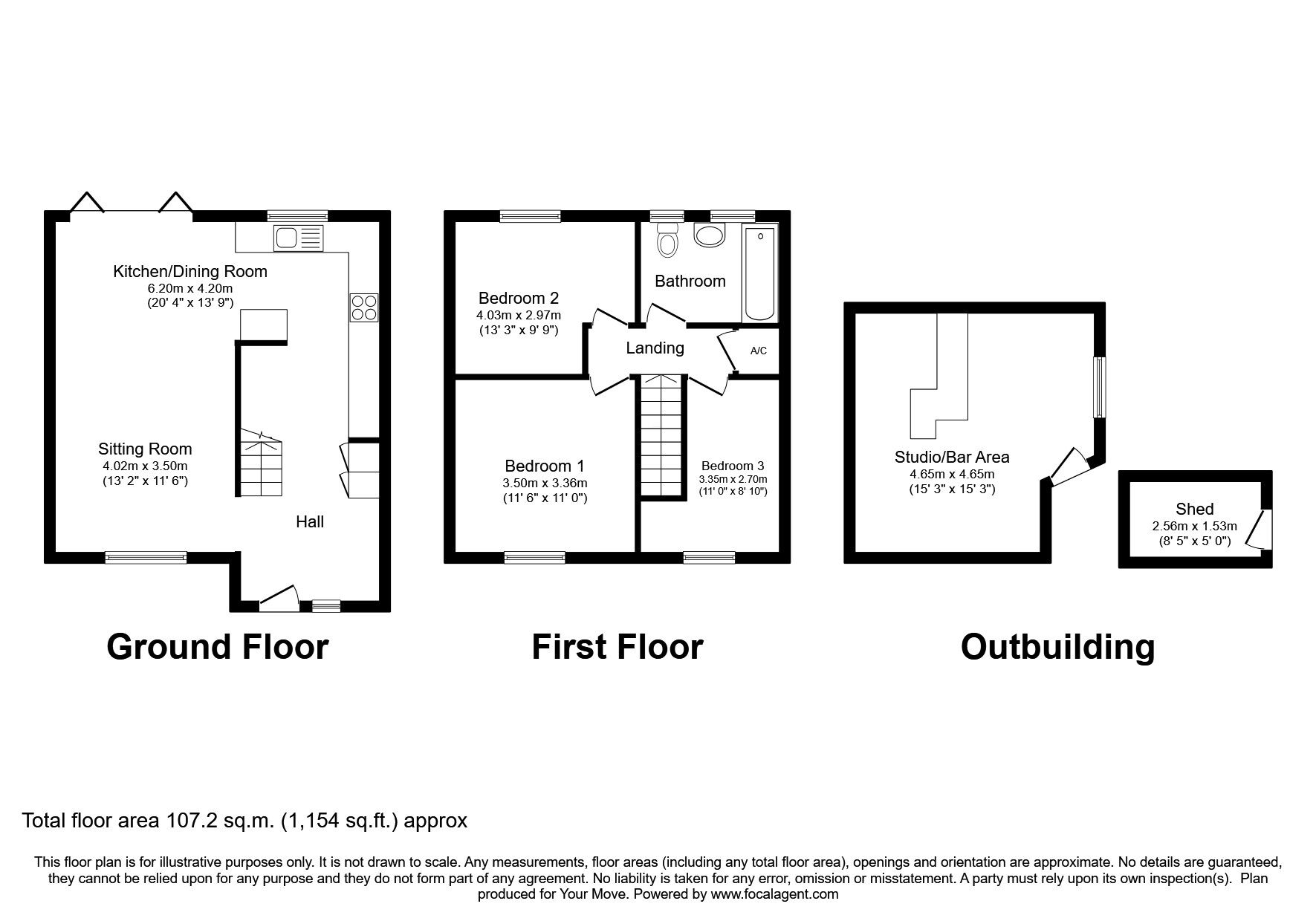 Floorplan of 3 bedroom Mid Terrace House for sale, Woolmer Drive, Leverstock Green, Hemel Hempstead, HP2