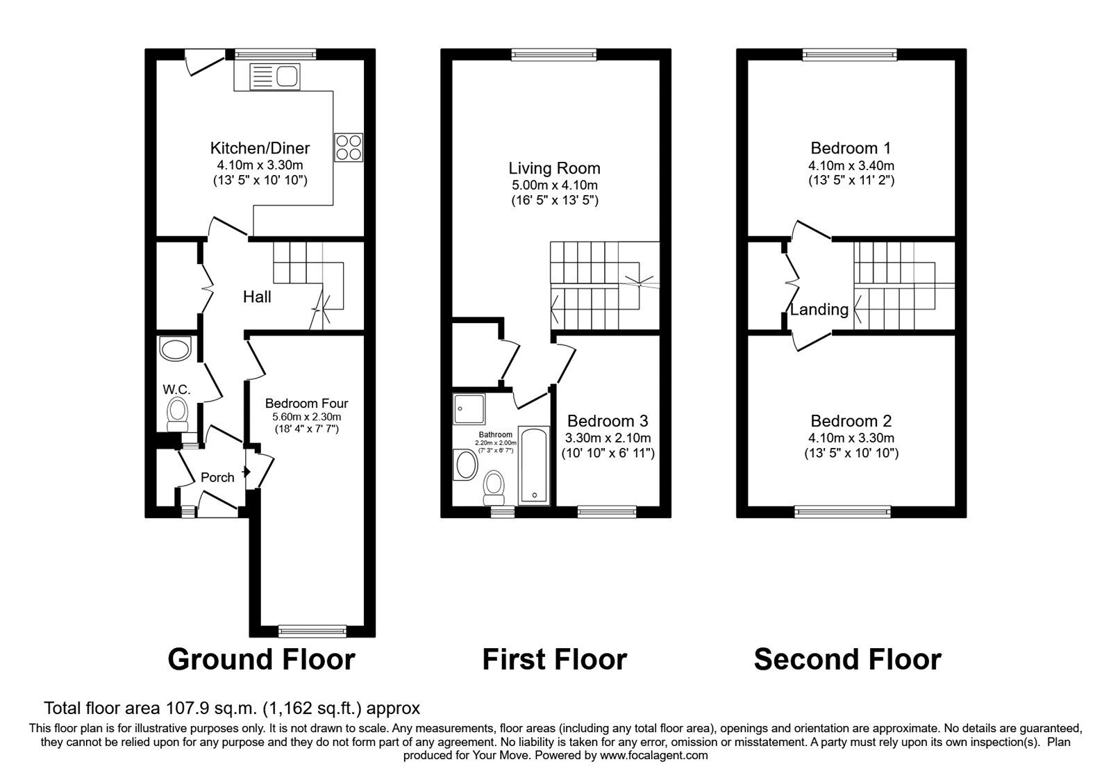 Floorplan of 4 bedroom Mid Terrace House for sale, Claymore, Hemel Hempstead, Hertfordshire, HP2