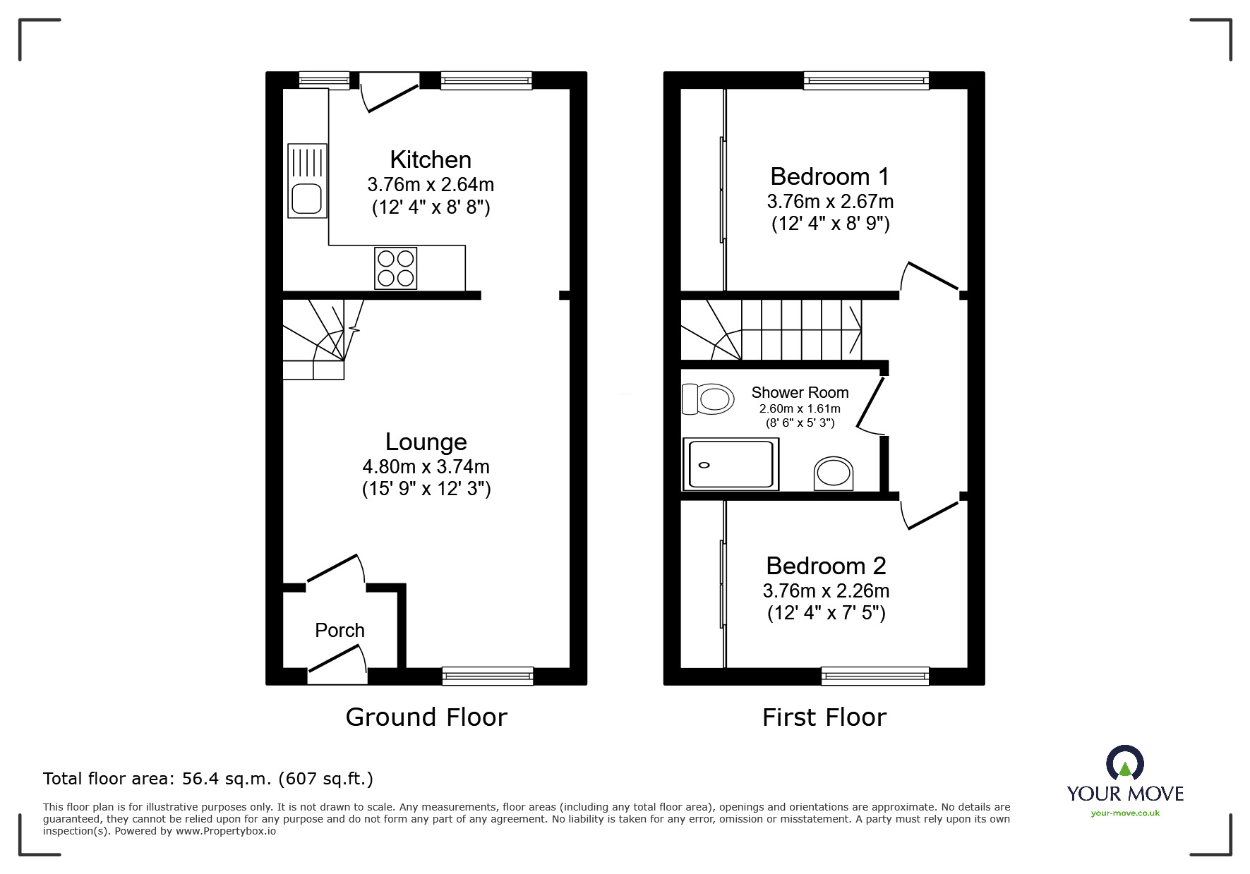 Floorplan of 2 bedroom Mid Terrace House for sale, Hunters Oak, Hemel Hempstead, Hertfordshire, HP2