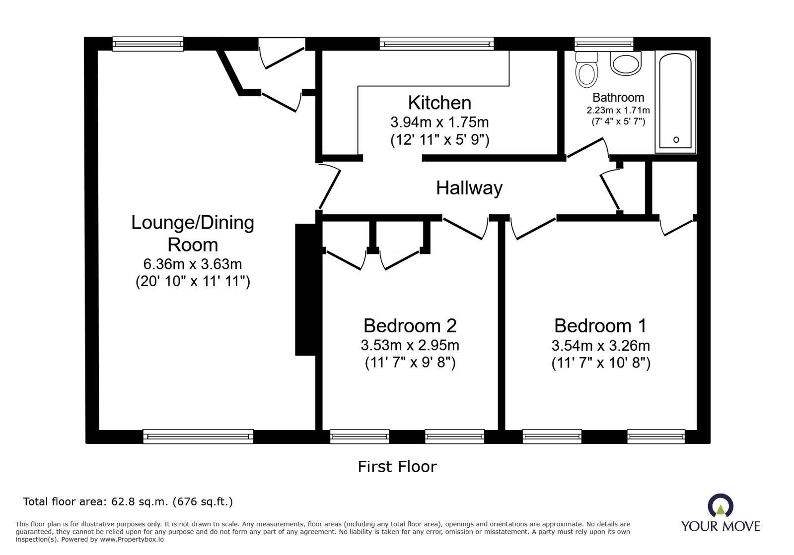 Floorplan of 2 bedroom Flat for sale, Barley Croft, Hemel Hempstead, Hertfordshire, HP2