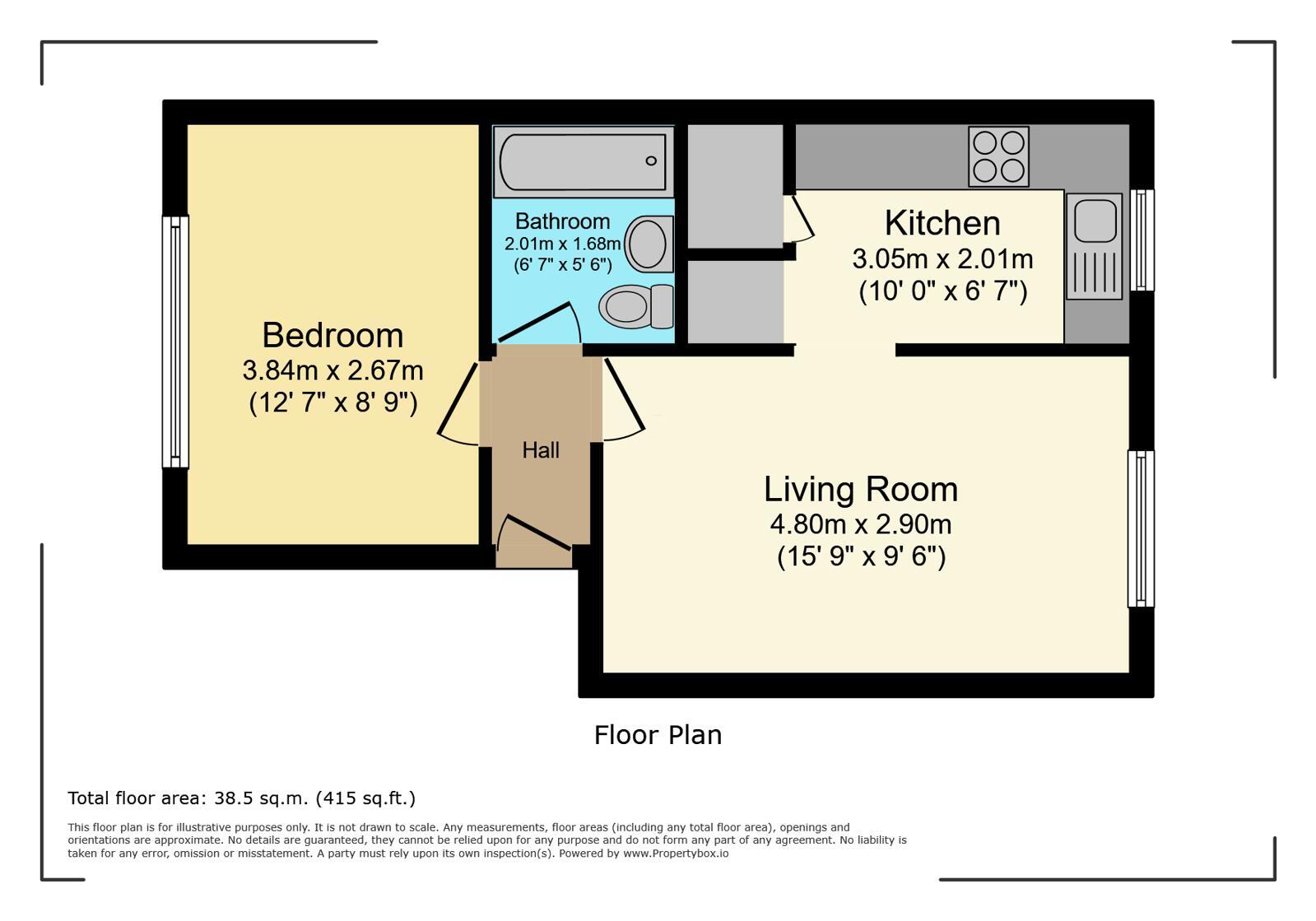 Floorplan of 1 bedroom Flat for sale, Valley Green, Hemel Hempstead, Hertfordshire, HP2
