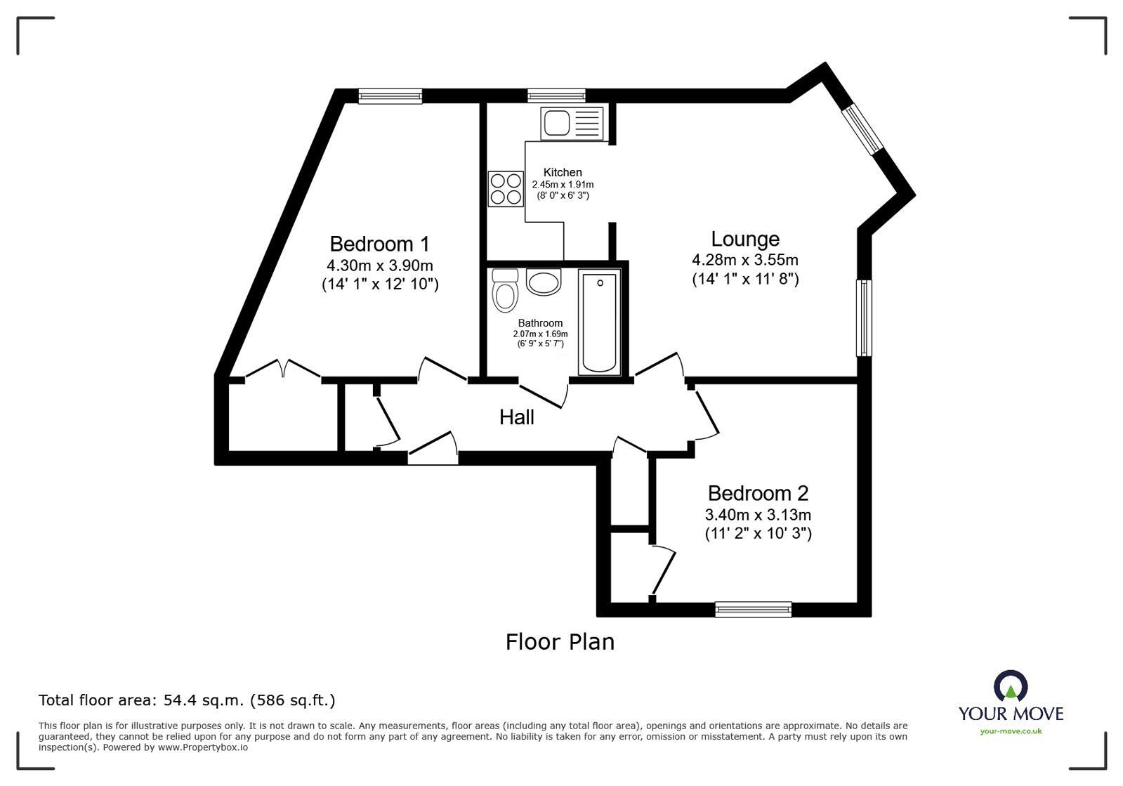 Floorplan of 2 bedroom Flat for sale, Fourdrinier Way, Hemel Hempstead, Hertfordshire, HP3