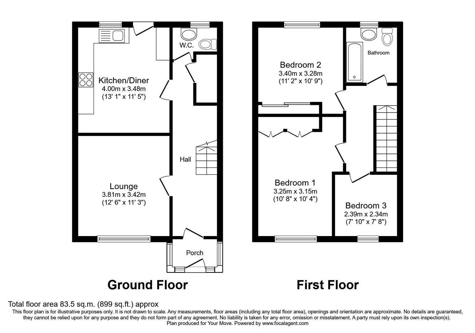 Floorplan of 3 bedroom End Terrace House for sale, Cupid Green Lane, Hemel Hempstead, Hertfordshire, HP2