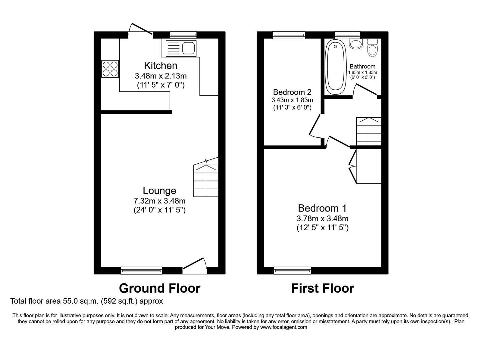 Floorplan of 2 bedroom Mid Terrace House for sale, Hales Park, Hemel Hempstead, Hertfordshire, HP2