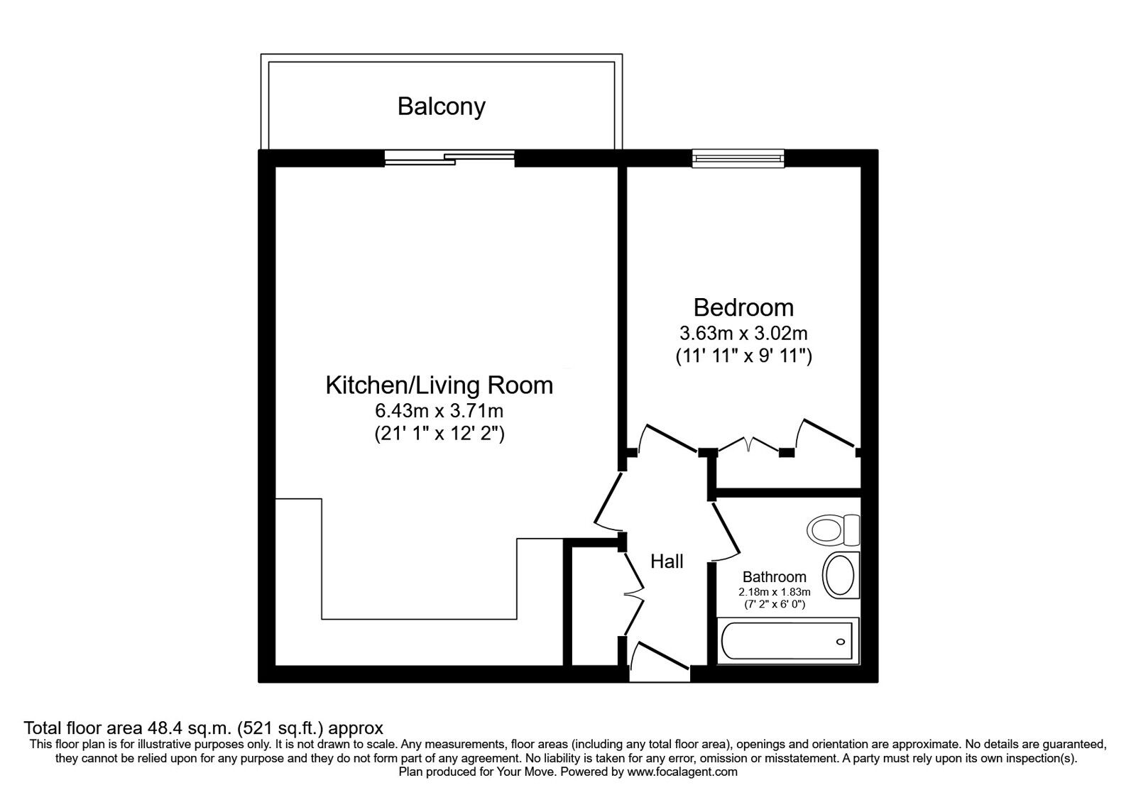 Floorplan of 1 bedroom Flat for sale, The Embankment, Nash Mills Wharf, Hertfordshire, HP3