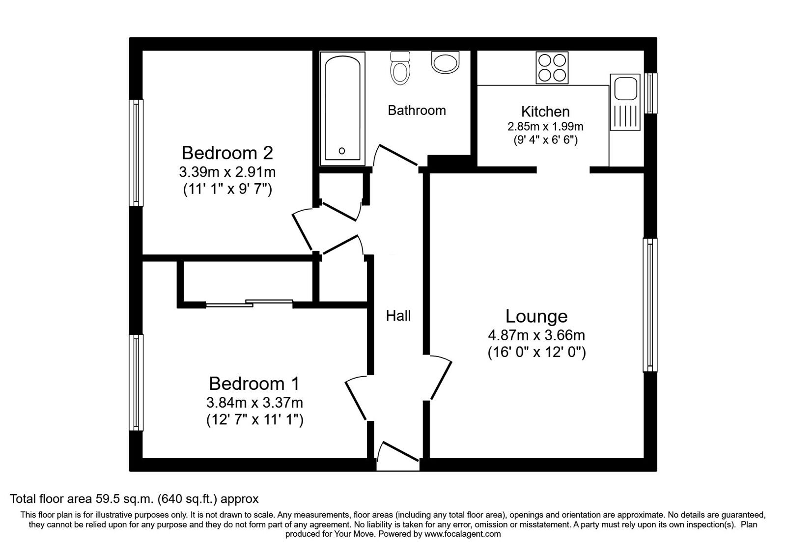 Floorplan of 2 bedroom Flat for sale, Clarendon Road, Harpenden, Hertfordshire, AL5
