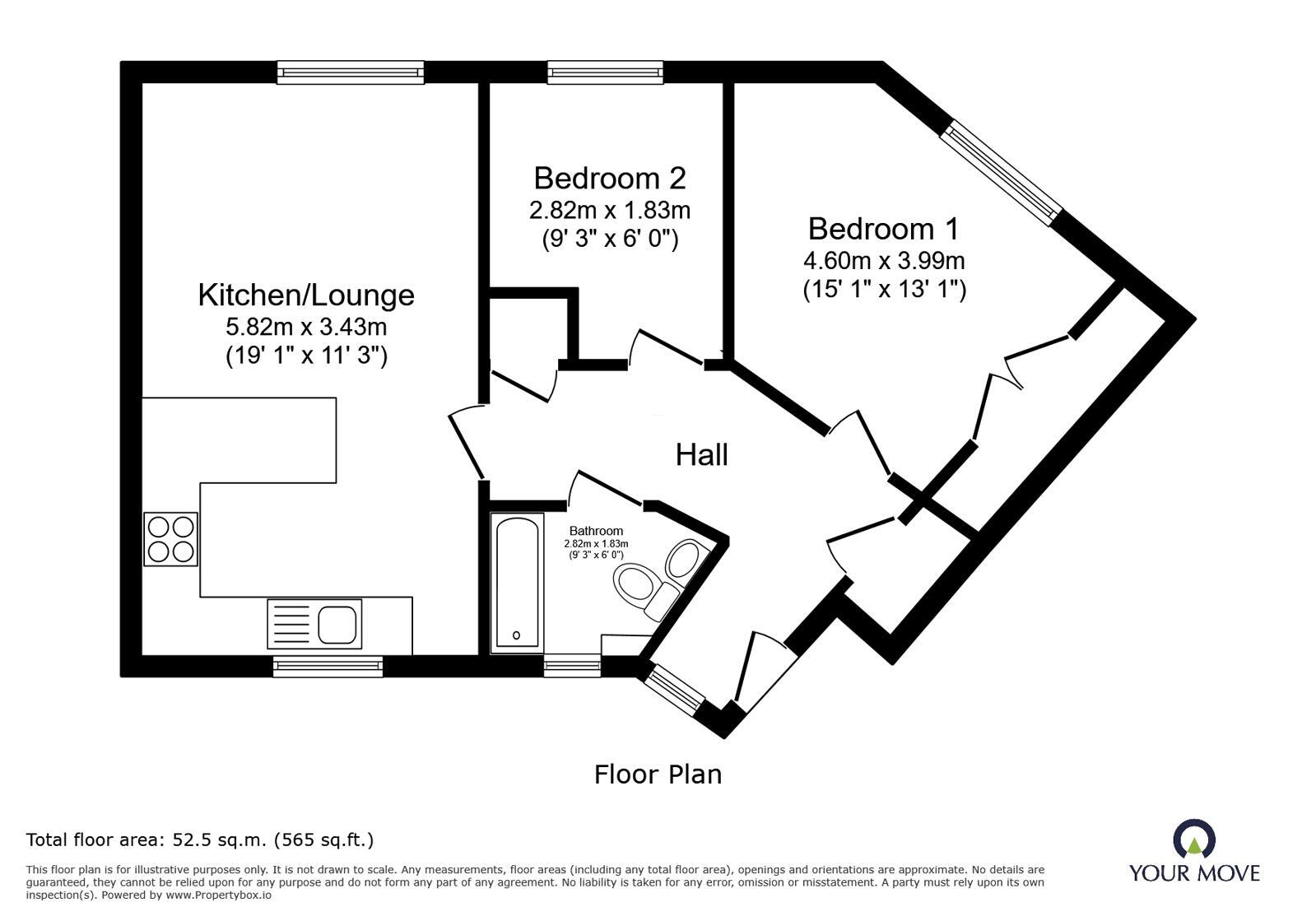 Floorplan of 2 bedroom Flat for sale, Fourdrinier Way, Hemel Hempstead, Hertfordshire, HP3
