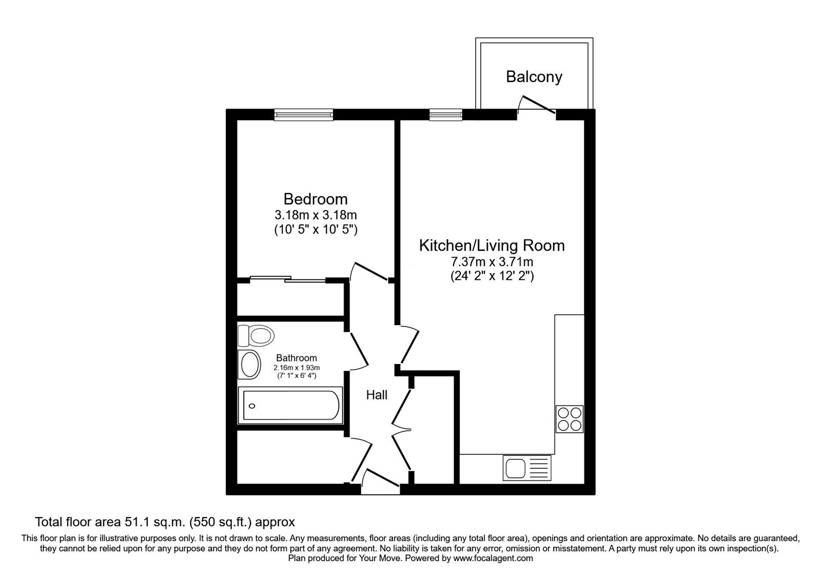 Floorplan of 1 bedroom Flat for sale, Dacorum Way, Hemel Hempstead, Hertfordshire, HP1