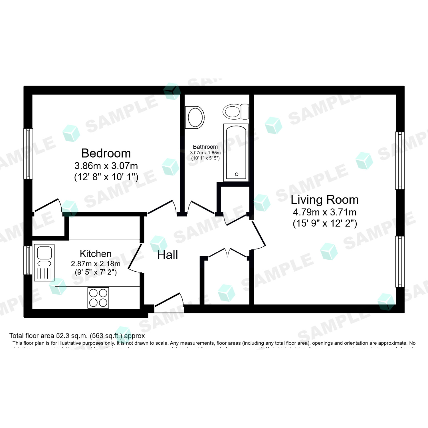 Floorplan of 1 bedroom Flat to rent, The Cornfields, Hemel Hempstead, Hertfordshire, HP1