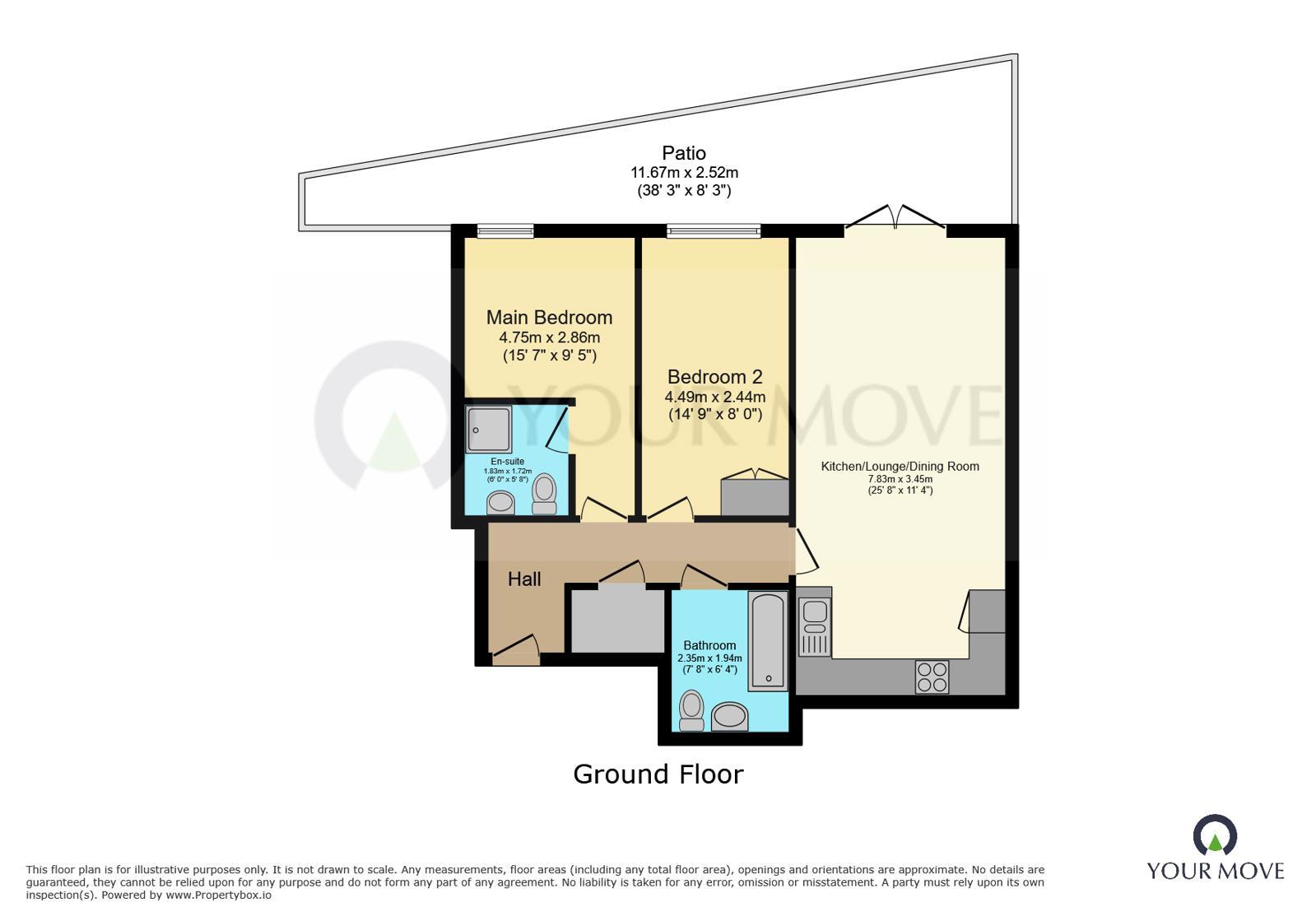 Floorplan of 2 bedroom Flat for sale, Midland Road, Hemel Hempstead, Hertfordshire, HP2