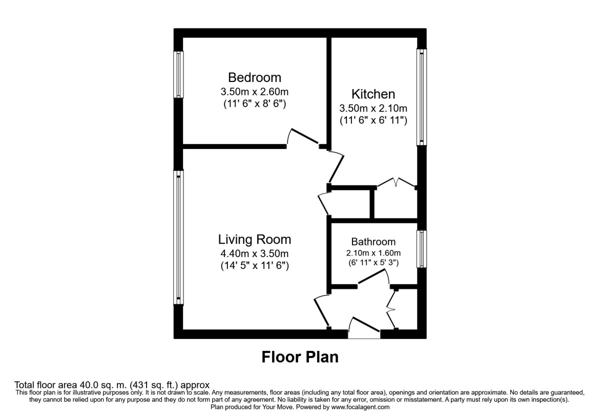Floorplan of 1 bedroom Flat for sale, Livingstone Walk, Hemel Hempstead, Hertfordshire, HP2