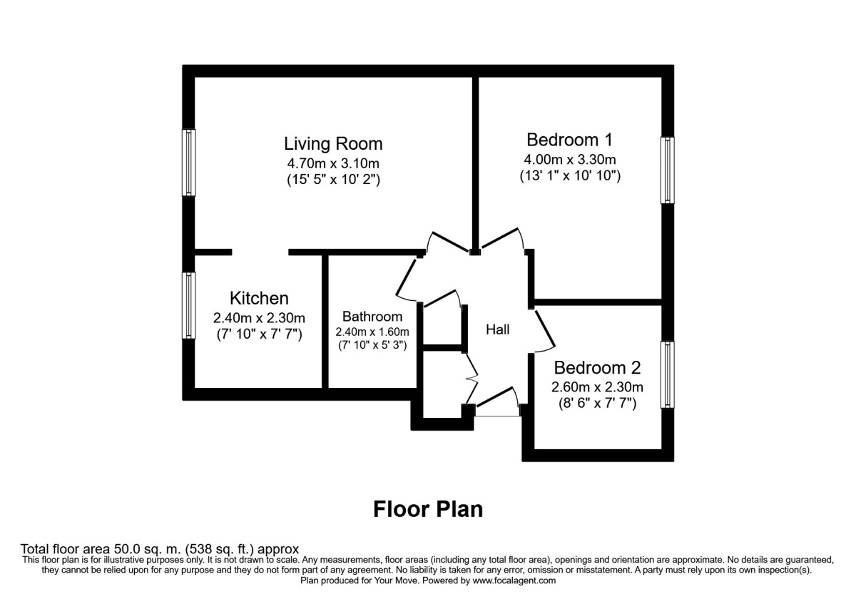Floorplan of 2 bedroom Flat for sale, Chalfont Close, Hemel Hempstead, Hertfordshire, HP2
