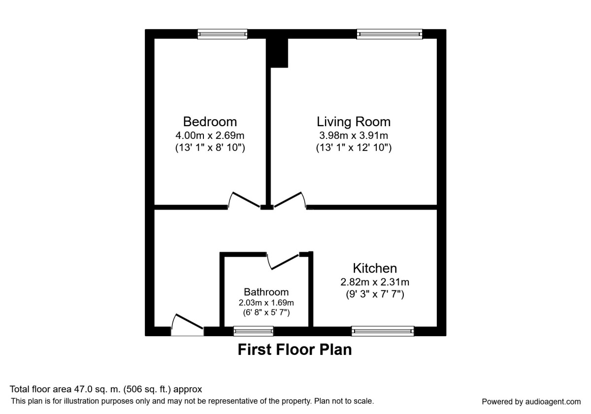 Floorplan of 1 bedroom  Flat to rent, Derby Way, Stevenage, Hertfordshire, SG1