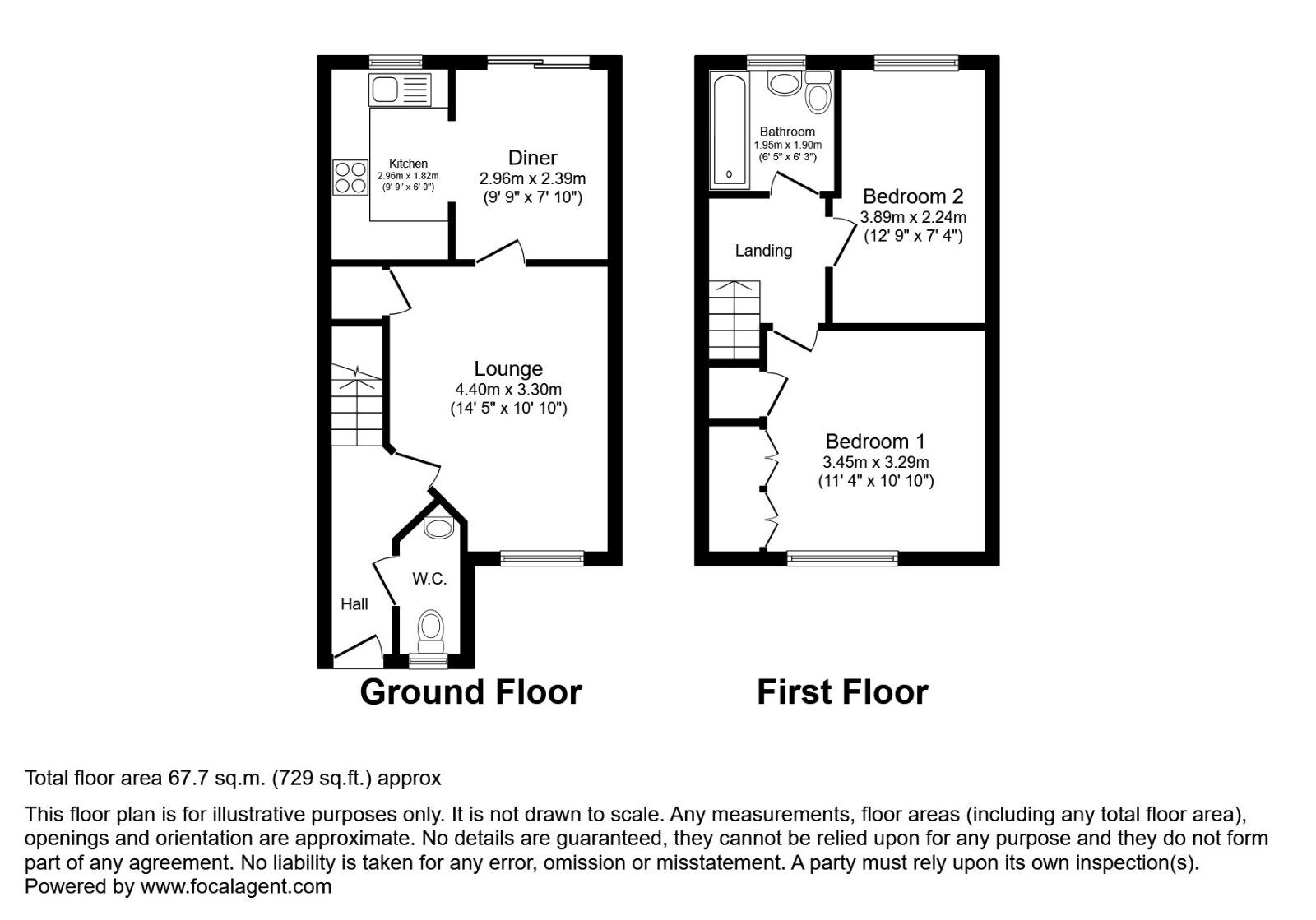 Floorplan of 2 bedroom  House to rent, Cleveland Way, Stevenage, Hertfordshire, SG1