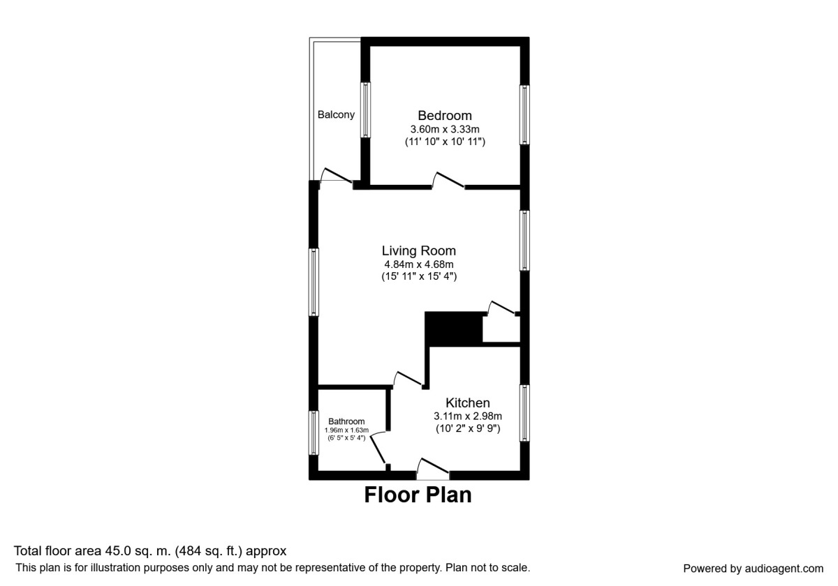 Floorplan of 1 bedroom Flat to rent, Oaks Cross, Stevenage, Hertfordshire, SG2