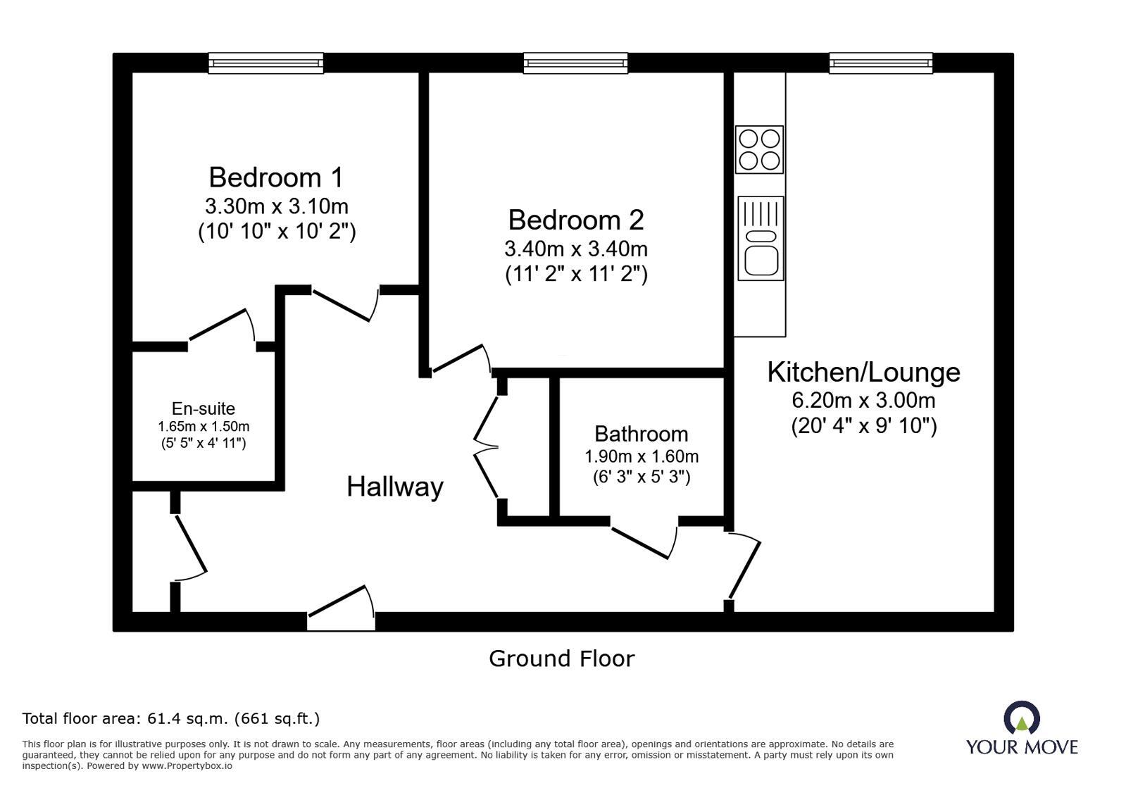 Floorplan of 2 bedroom Flat to rent, Southgate, Stevenage, Hertfordshire, SG1