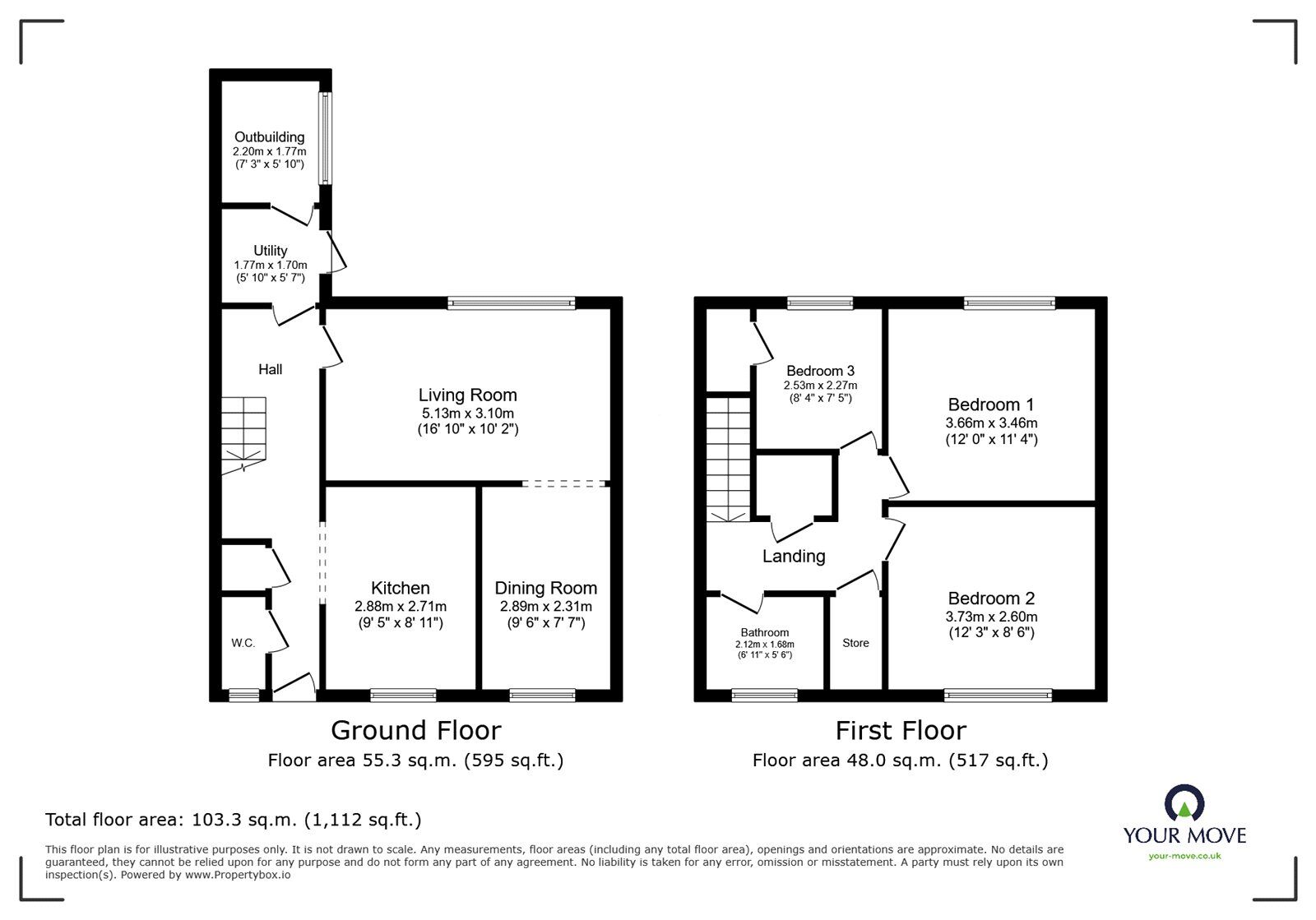 Floorplan of 3 bedroom Mid Terrace House to rent, Canterbury Way, Stevenage, Hertfordshire, SG1
