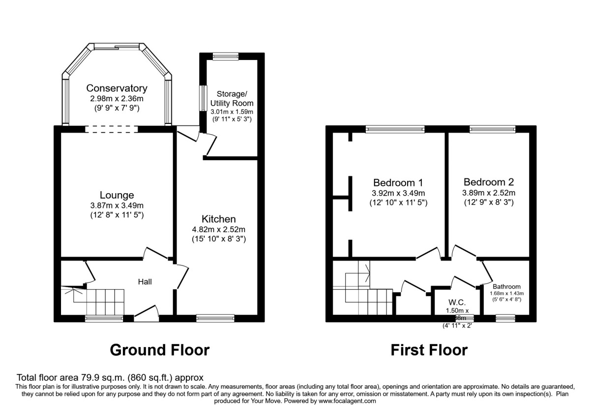 Floorplan of 2 bedroom Mid Terrace House to rent, Made Feld, Stevenage, Hertfordshire, SG1
