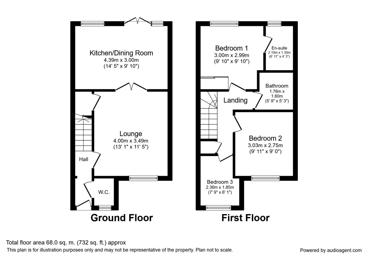 Floorplan of 3 bedroom Semi Detached House to rent, Hunt Hill Close, Stevenage, Hertfordshire, SG1