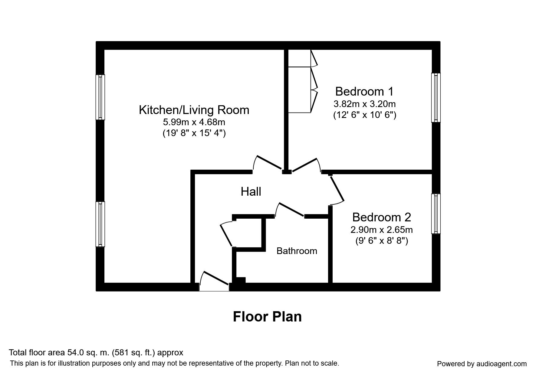 Floorplan of 2 bedroom Flat to rent, Elizabeth Court, Stoney Stanton, Leicester, LE9