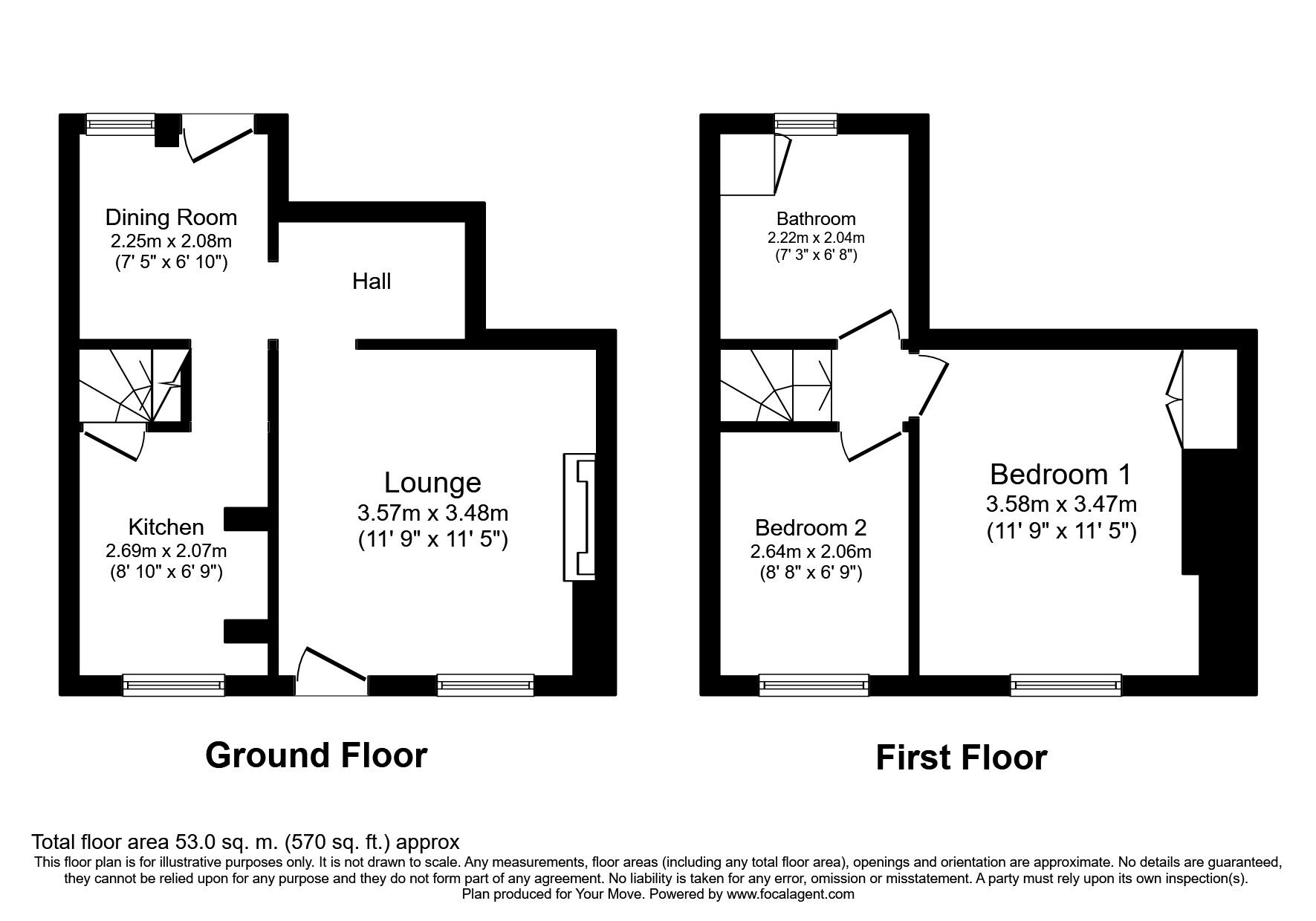 Floorplan of 2 bedroom Mid Terrace Property to rent, High Street, Desford, Leicester, LE9