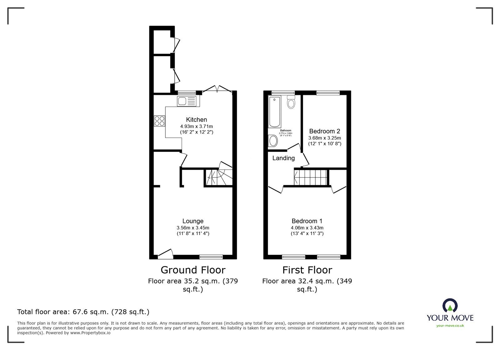 Floorplan of 2 bedroom End Terrace House for sale, Princess Road, Hinckley, LE10