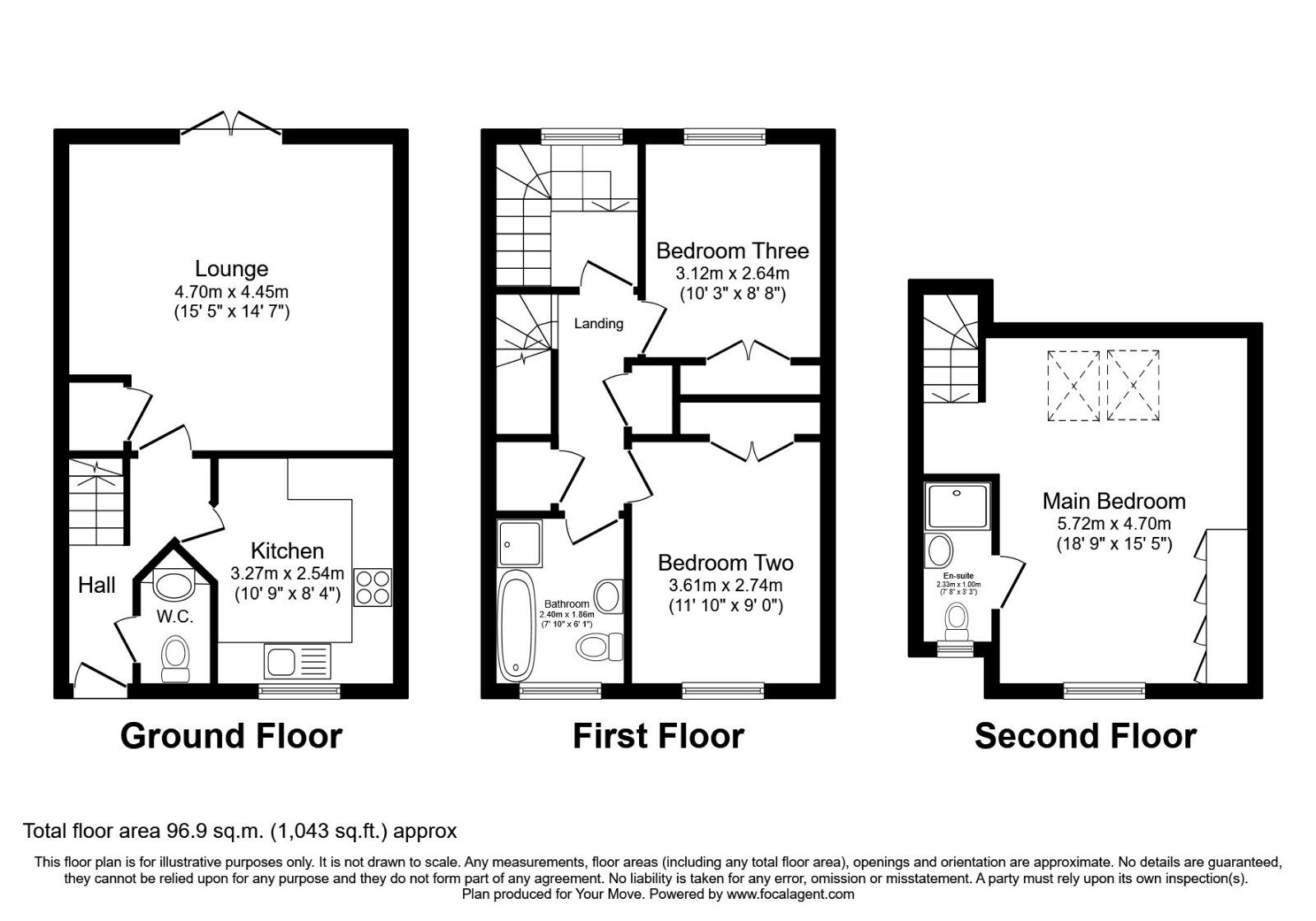 Floorplan of 3 bedroom End Terrace House to rent, Jubilee Way, Burbage, Leicestershire, LE10