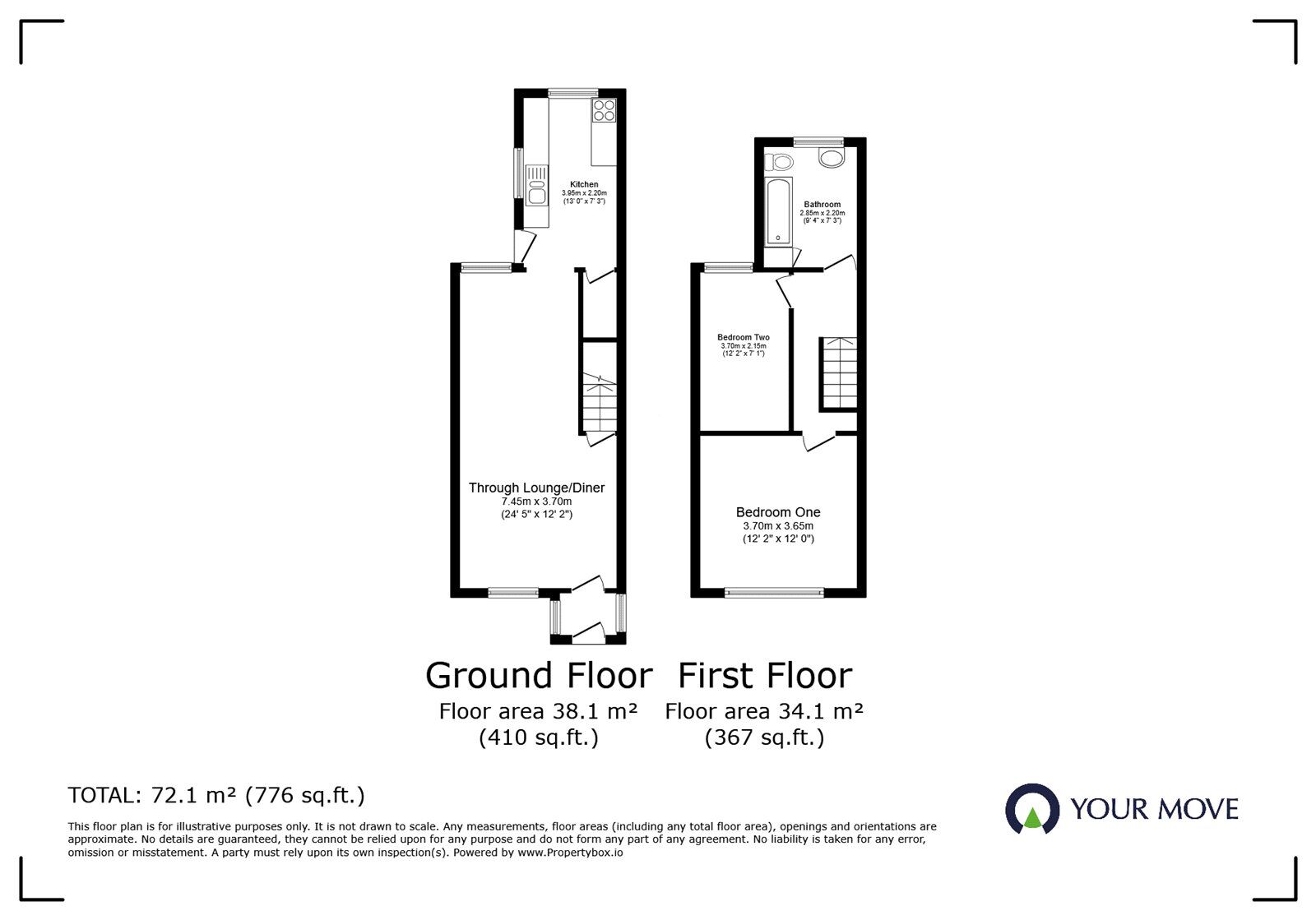 Floorplan of 2 bedroom Mid Terrace House to rent, Station Road, Earl Shilton, Leicestershire, LE9