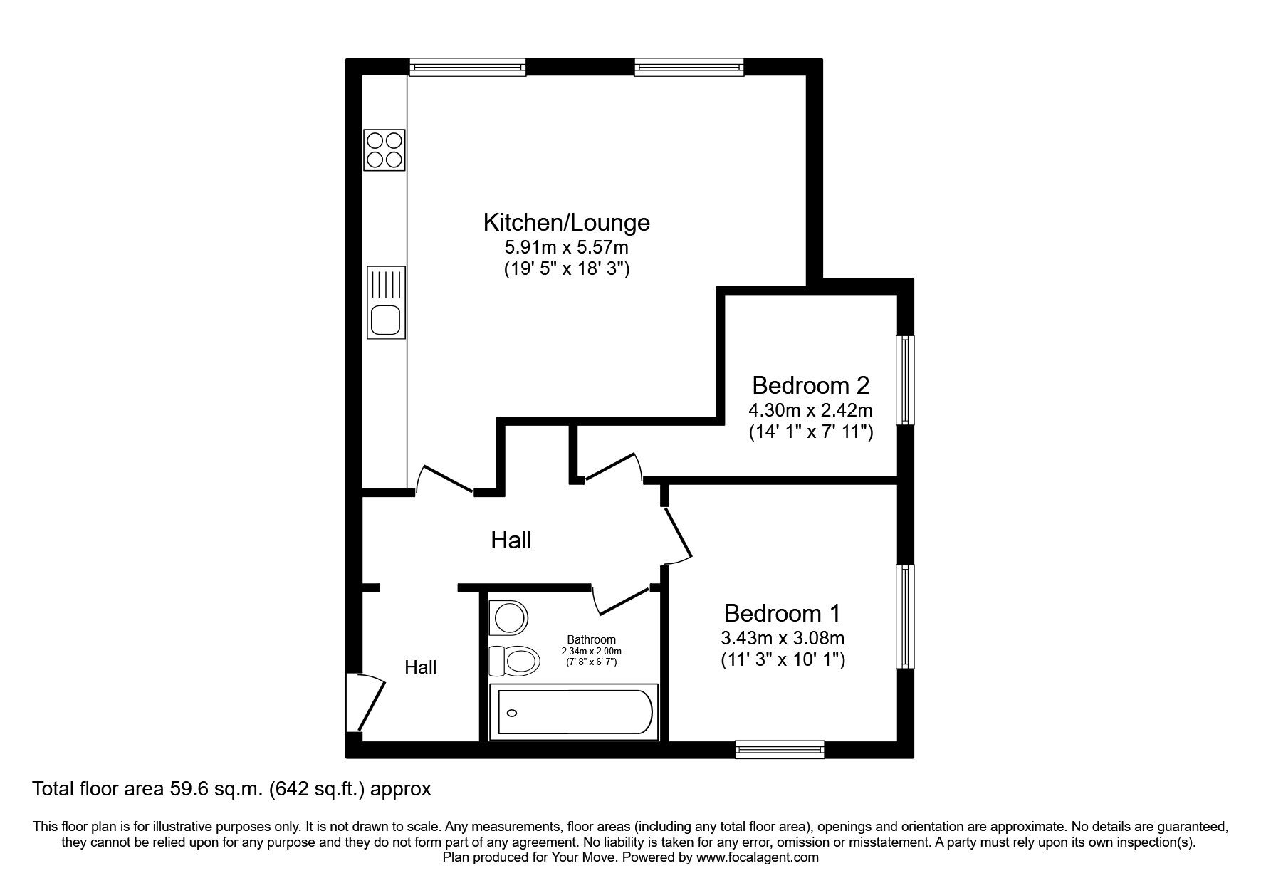 Floorplan of 2 bedroom Flat to rent, Calluna Court, Rossendale Road, Leicester, LE9