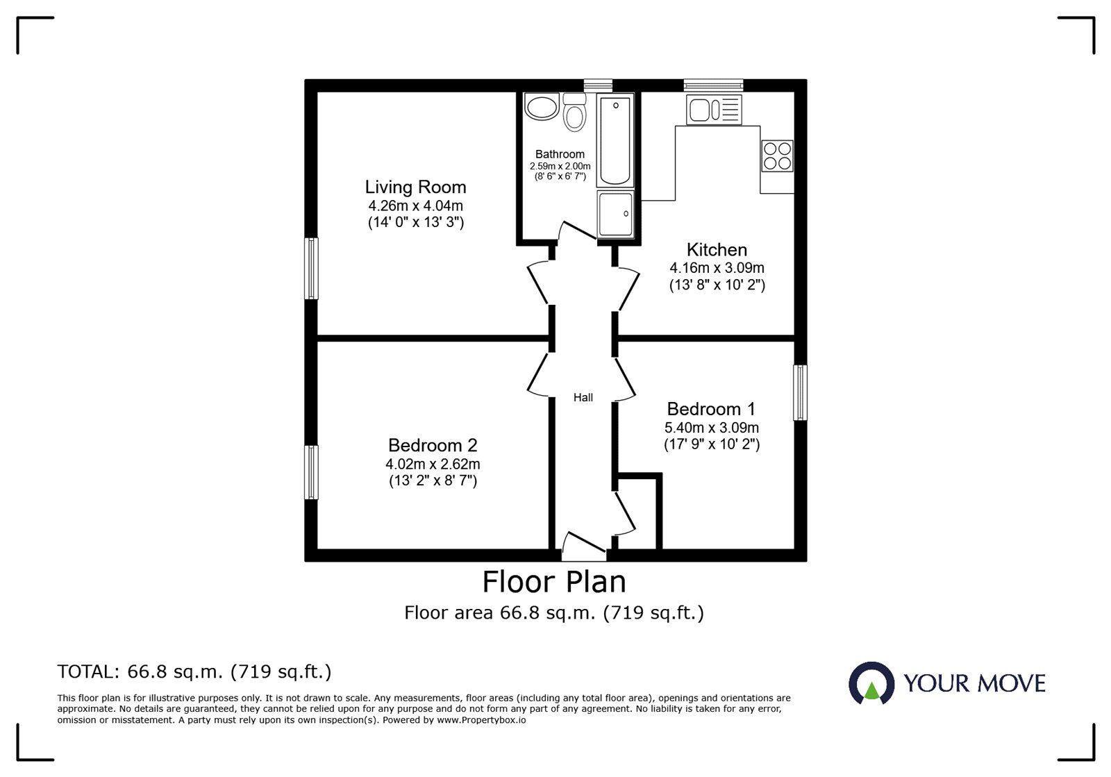 Floorplan of 2 bedroom Flat to rent, Harris Place, Hinckley, Leicestershire, LE10