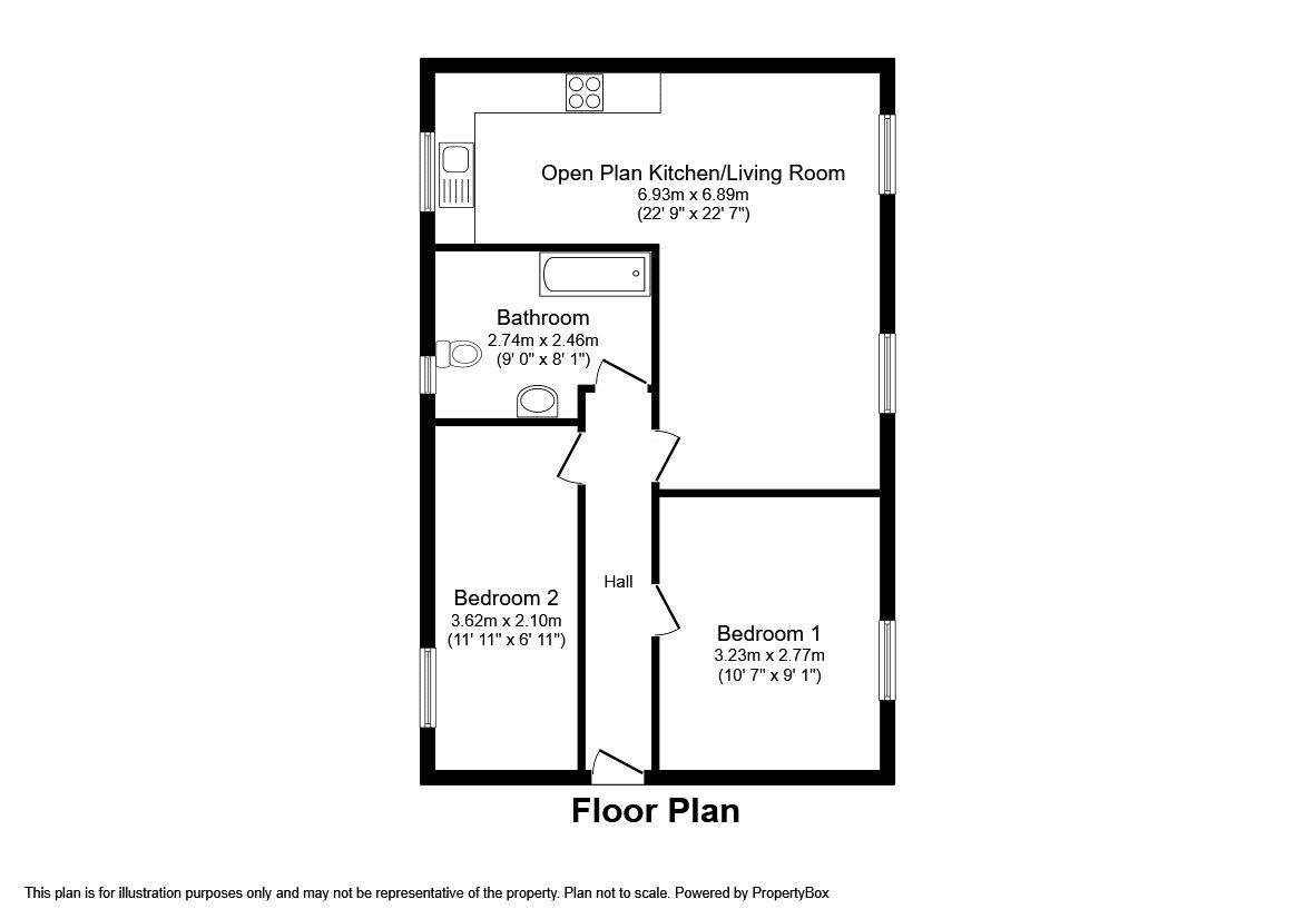 Floorplan of 2 bedroom Flat to rent, Harris Place, Hinckley, Leicestershire, LE10