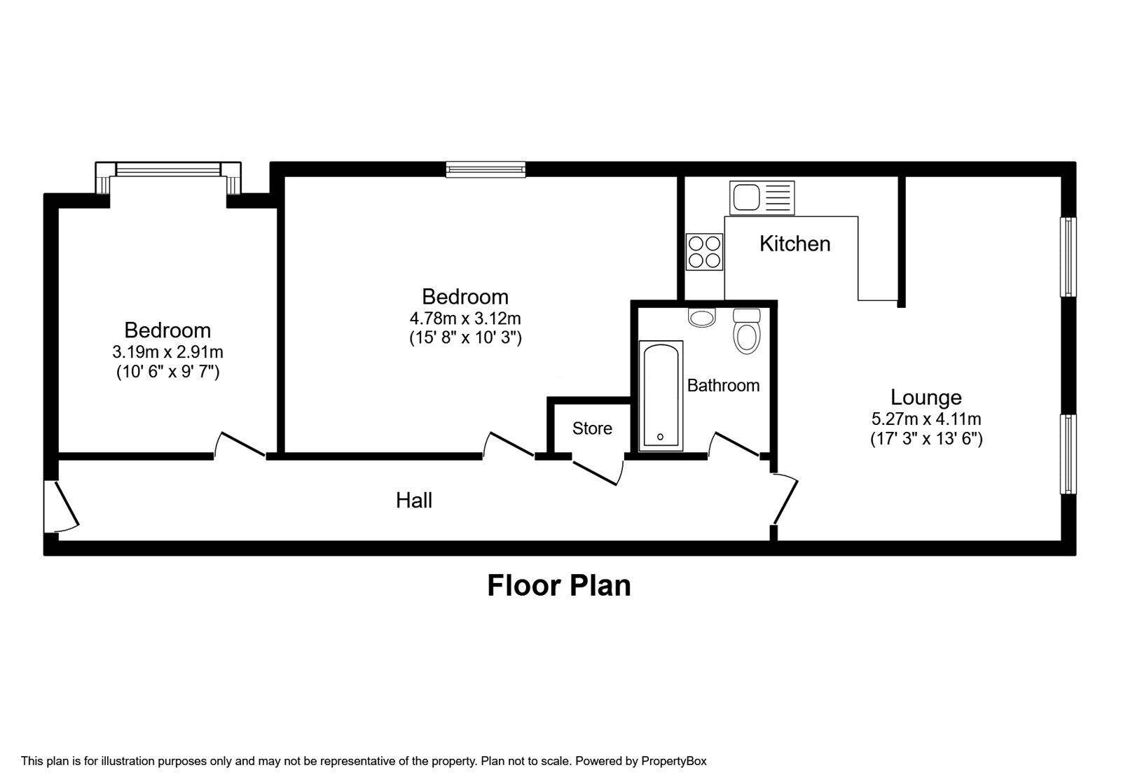 Floorplan of 2 bedroom Flat to rent, Harris Place, Hinckley, Leicestershire, LE10