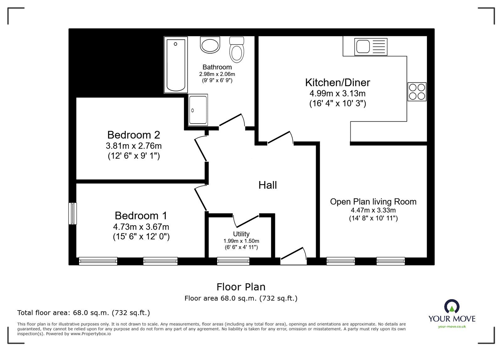 Floorplan of 2 bedroom  Flat to rent, Factory Road, Hinckley, Leicestershire, LE10