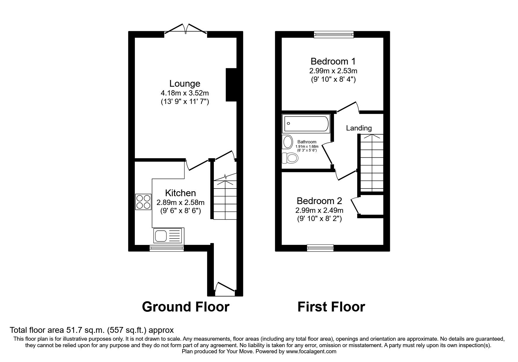 Floorplan of 2 bedroom Mid Terrace House to rent, Stirling Avenue, Hinckley, Leicestershire, LE10