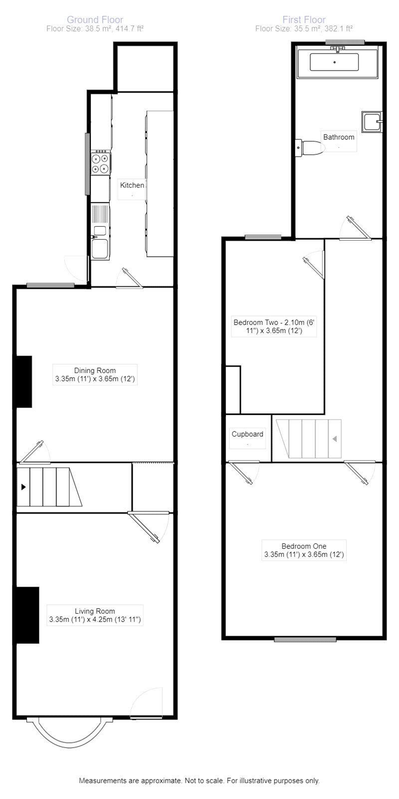 Floorplan of 2 bedroom Mid Terrace House to rent, Derby Road, Hinckley, Leicestershire, LE10
