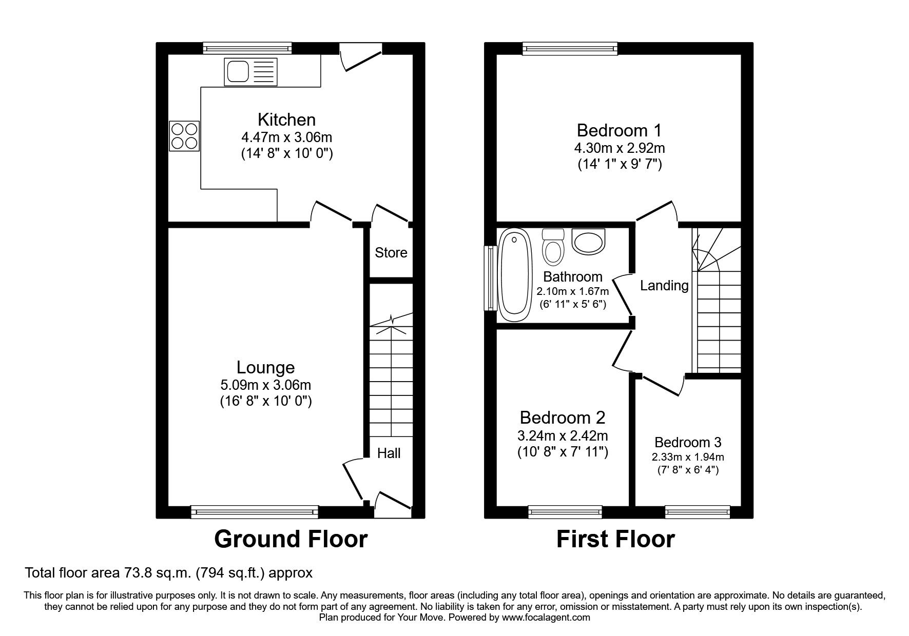 Floorplan of 3 bedroom Semi Detached House for sale, Nelson Drive, Hinckley, Leicestershire, LE10