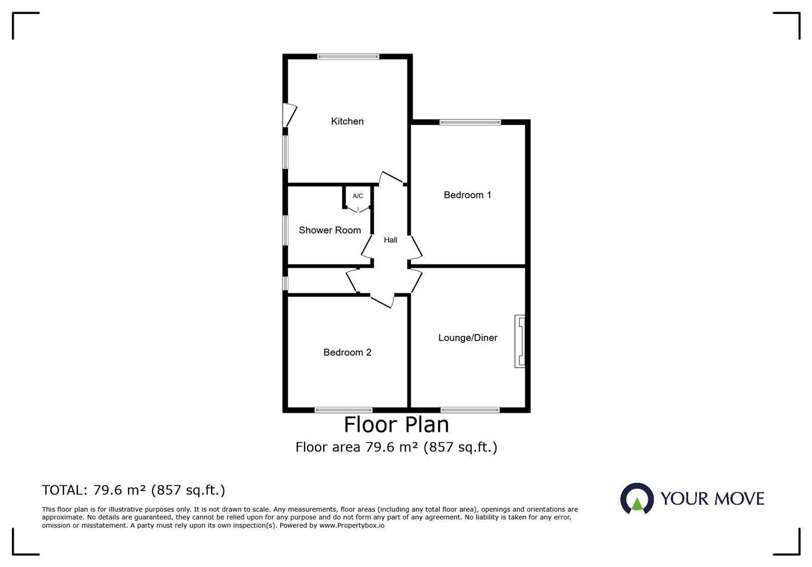 Floorplan of 2 bedroom Semi Detached Bungalow for sale, Queensway, Barwell, Leicestershire, LE9
