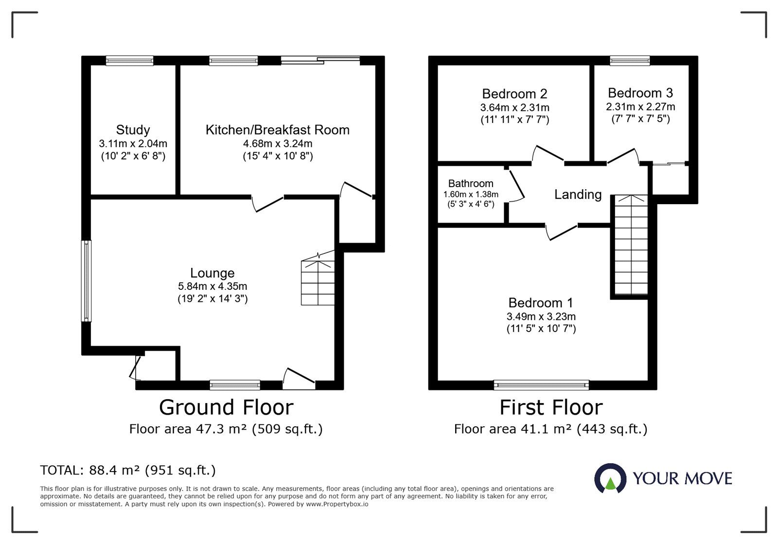 Floorplan of 3 bedroom End Terrace House for sale, Kerry Close, Barwell, Leicestershire, LE9