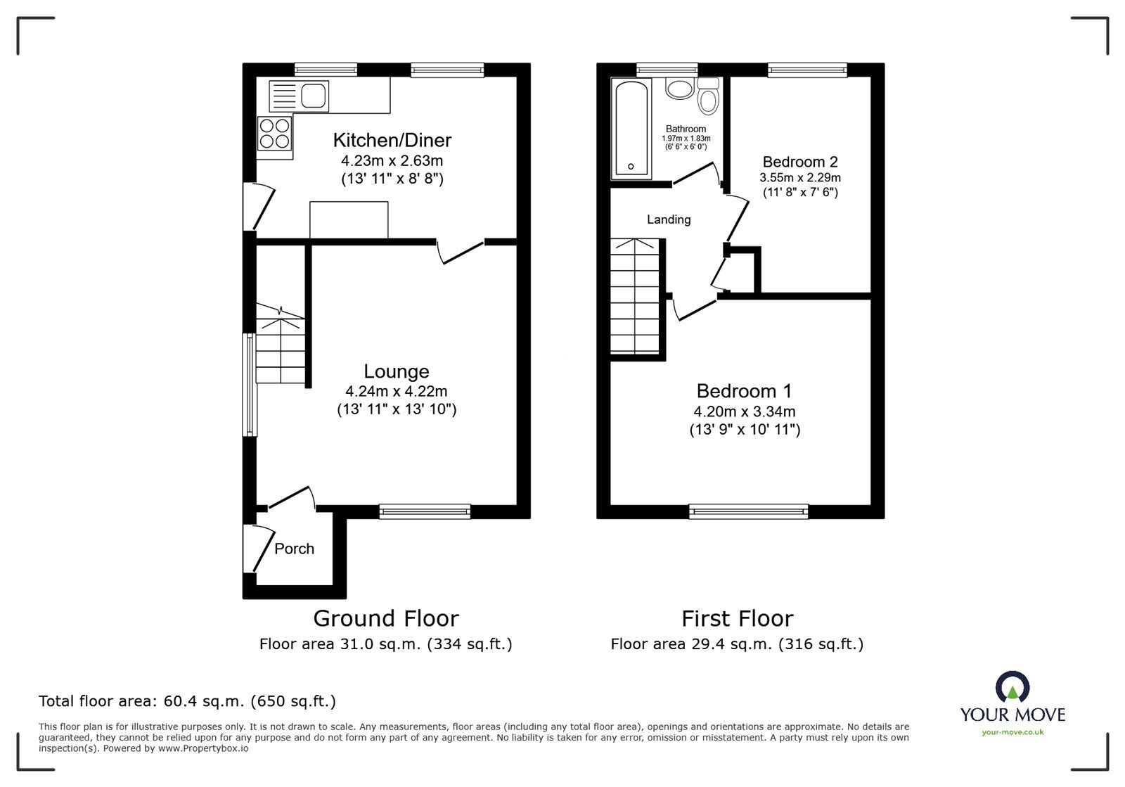 Floorplan of 2 bedroom Semi Detached House for sale, Cunnery Close, Barlestone, Leicestershire, CV13