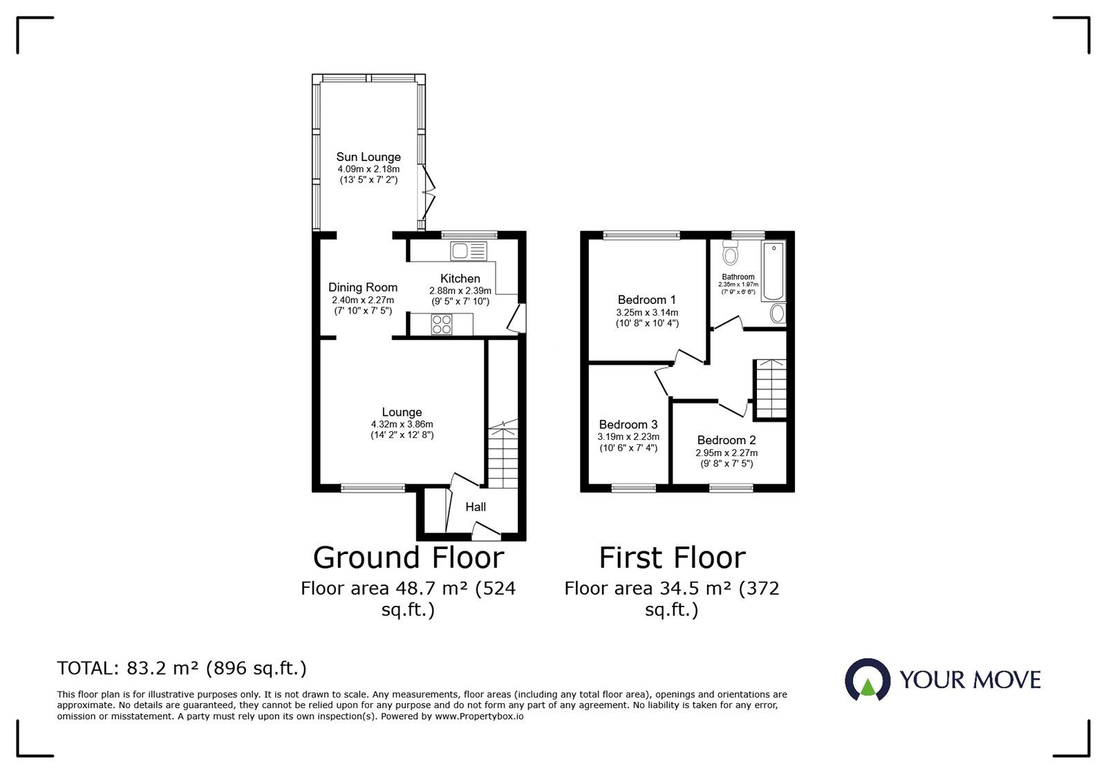 Floorplan of 3 bedroom Semi Detached House for sale, Roston Drive, Hinckley, Leicestershire, LE10