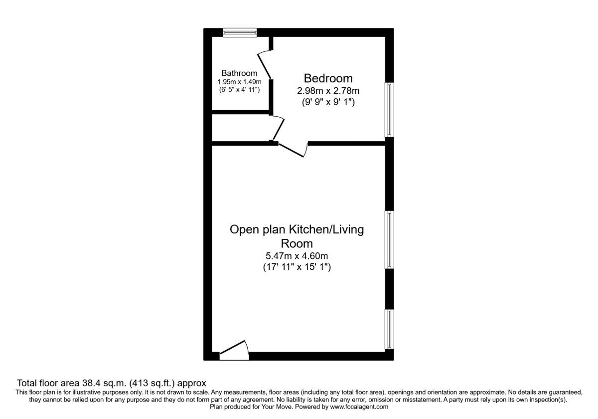 Floorplan of 1 bedroom  Flat for sale, Granville Gardens, Hinckley, Leicestershire, LE10