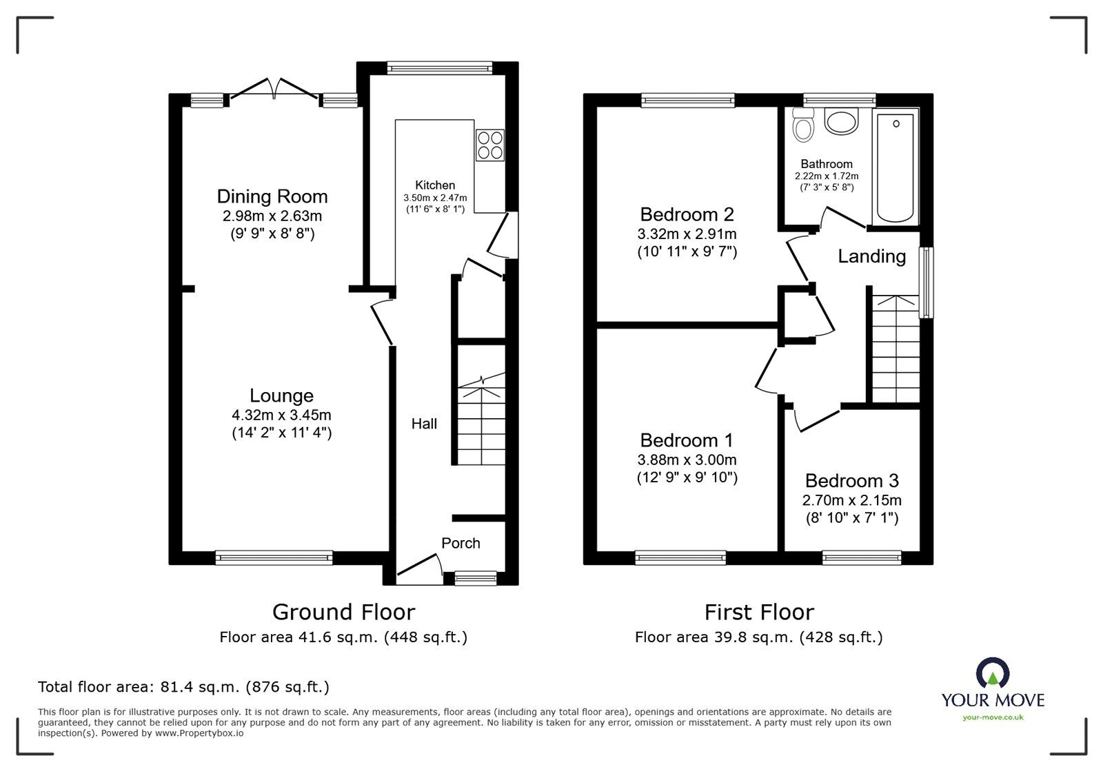 Floorplan of 3 bedroom Semi Detached House for sale, Bearsden Crescent, Hinckley, Leicestershire, LE10