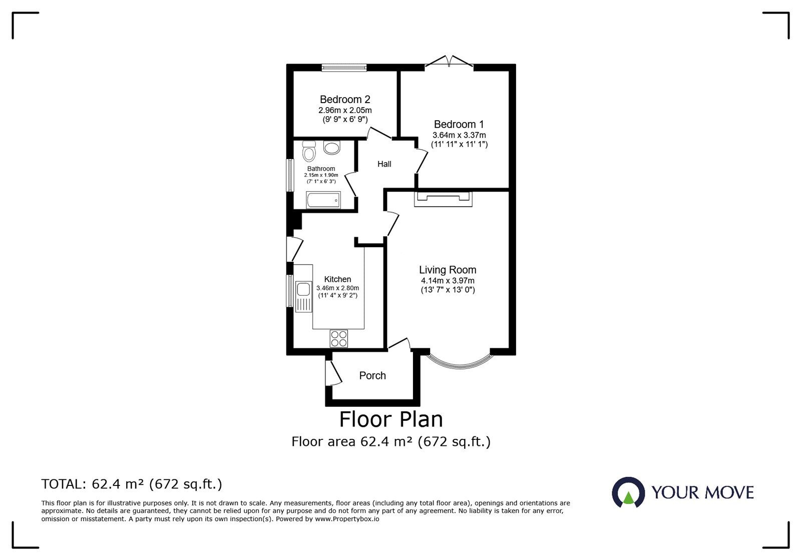 Floorplan of 2 bedroom Detached Bungalow to rent, Roston Drive, Hinckley, Leicestershire, LE10