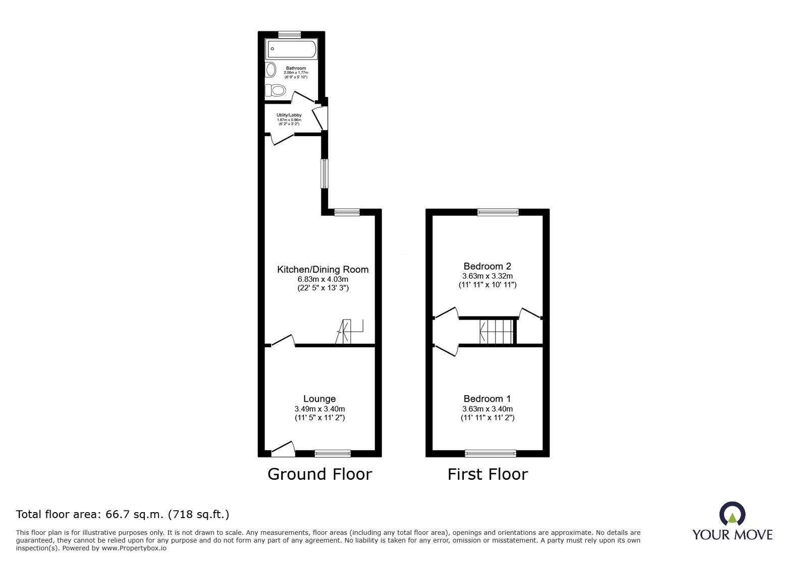 Floorplan of 2 bedroom Mid Terrace House for sale, Charles Street, Hinckley, Leicestershire, LE10
