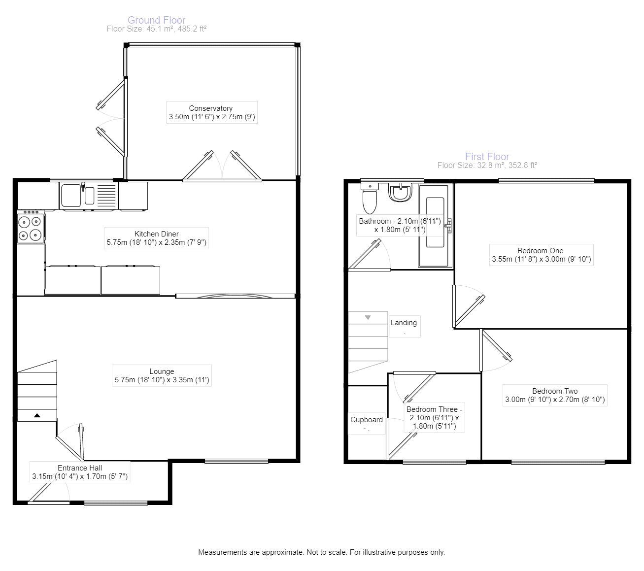 Floorplan of 3 bedroom Mid Terrace House for sale, Aulton Crescent, Hinckley, Leicestershire, LE10